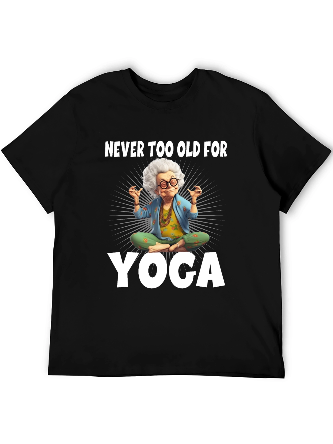 Black Funny Yoga Grandma T-Shirt view 5