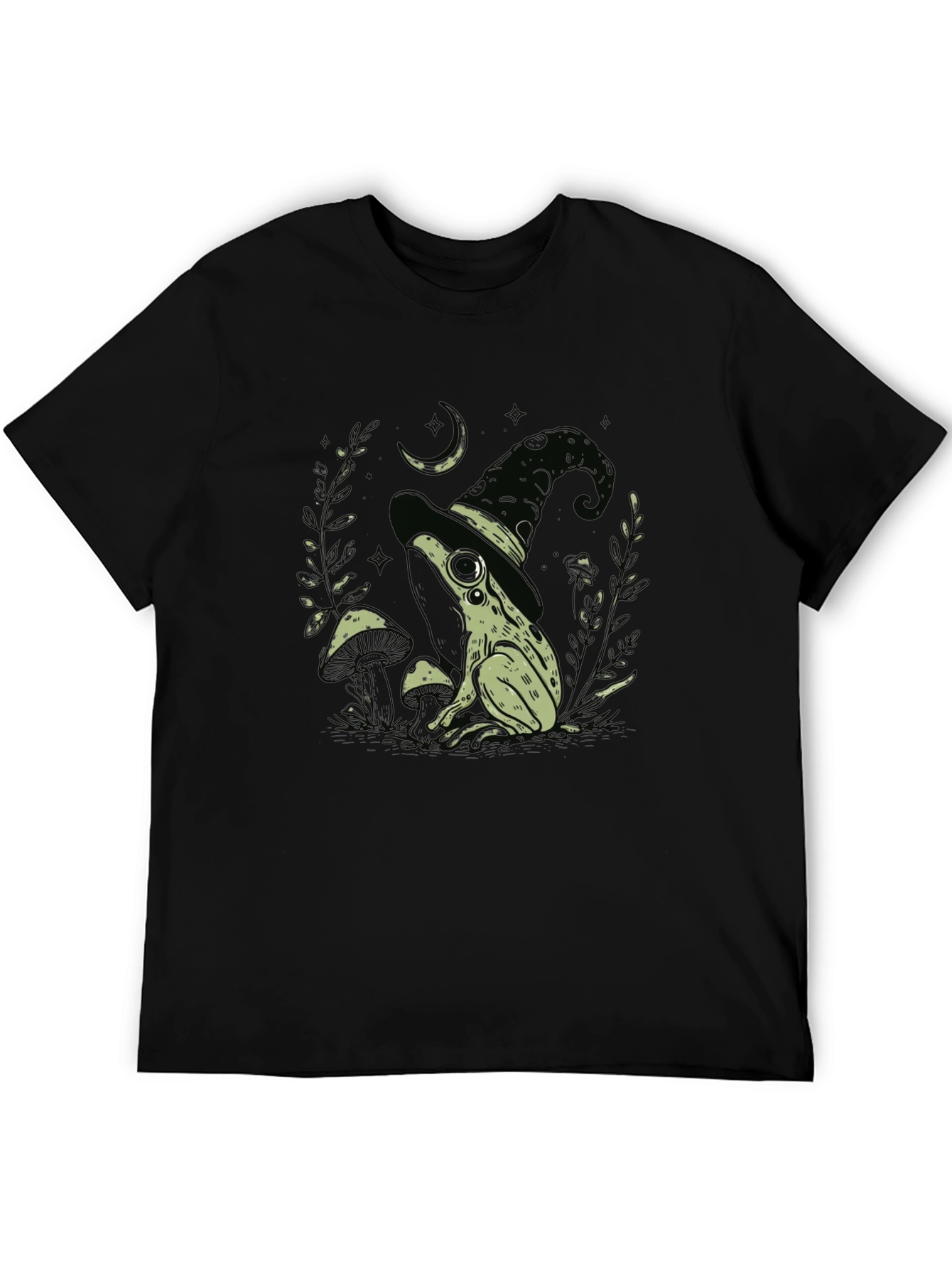 Black Witch Frog Graphic Tee - Black Cotton Blend T-Shirt view 5