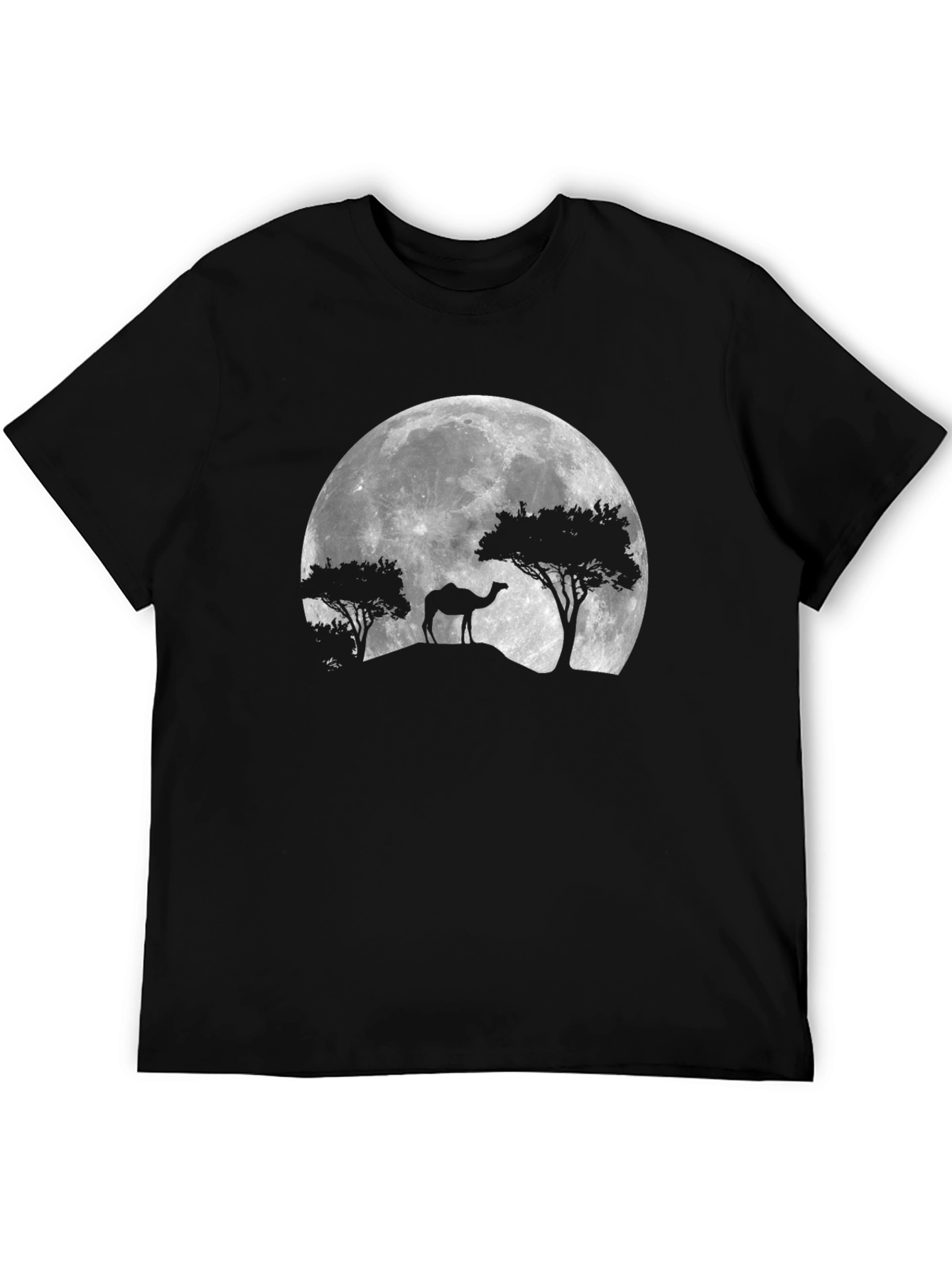 Black Camel Silhouette Moon Graphic T-Shirt view 5