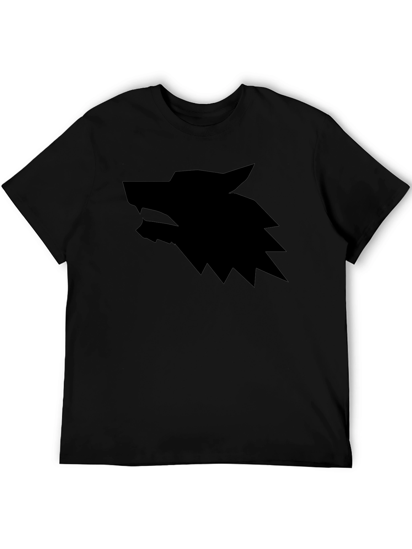 Black Men's Black Wolf Graphic T-Shirt view 5