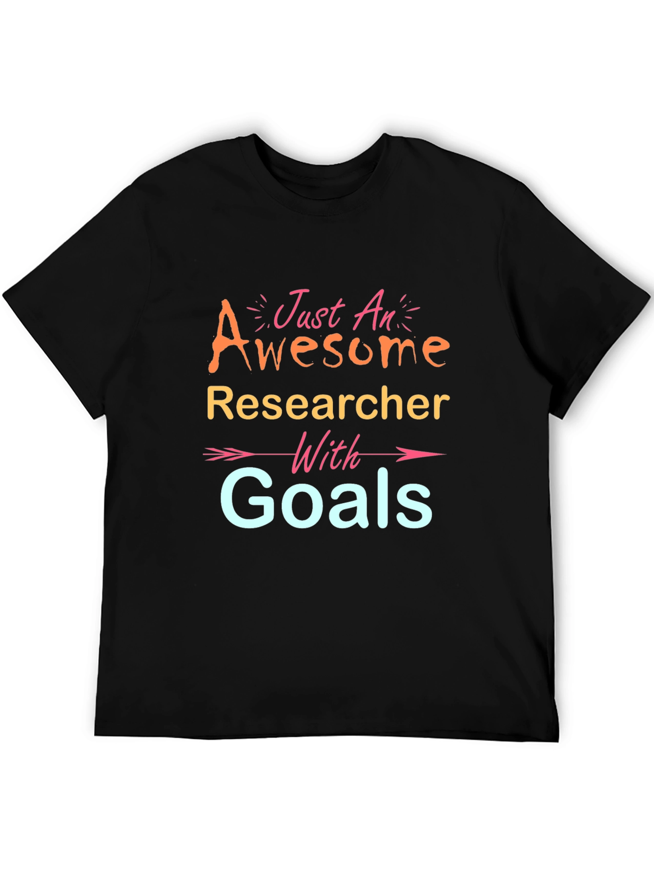 Black Awesome Researcher Goals T-Shirt - Black Cotton Tee view 5