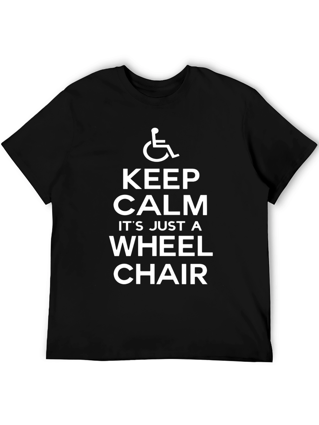Black Keep Calm Wheelchair T-Shirt view 5