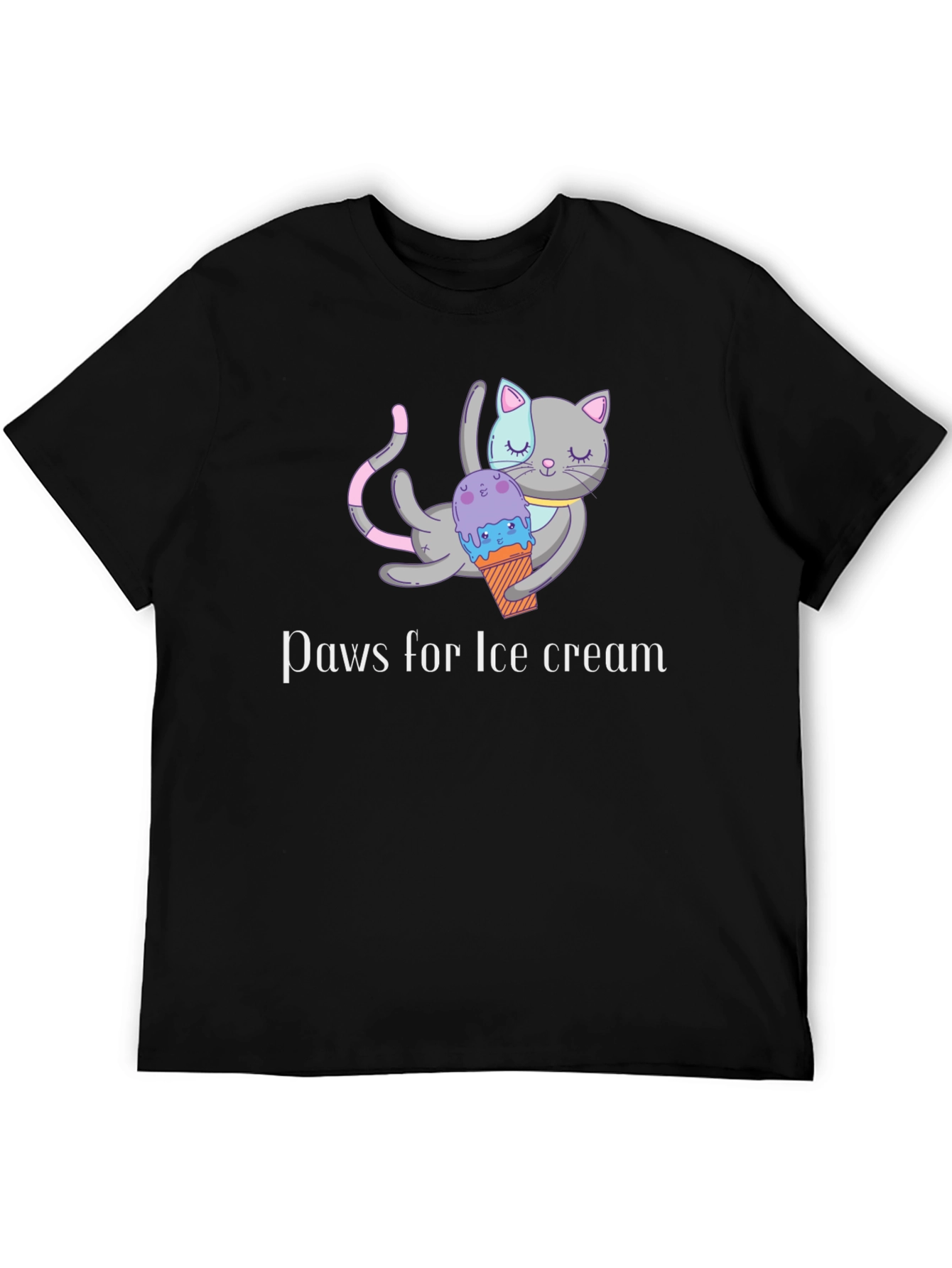 Black Paws for Ice Cream Black T-Shirt view 5
