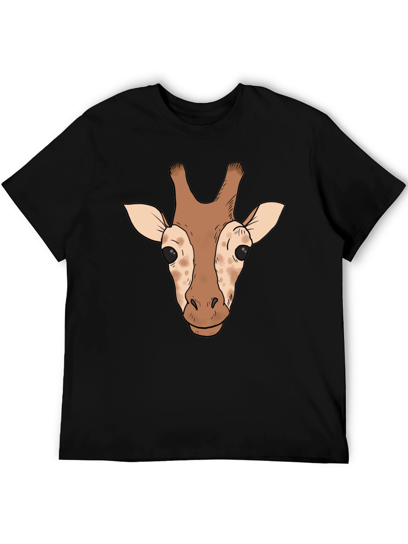 Black Giraffe Head Graphic Tee - Black Casual T-Shirt view 5