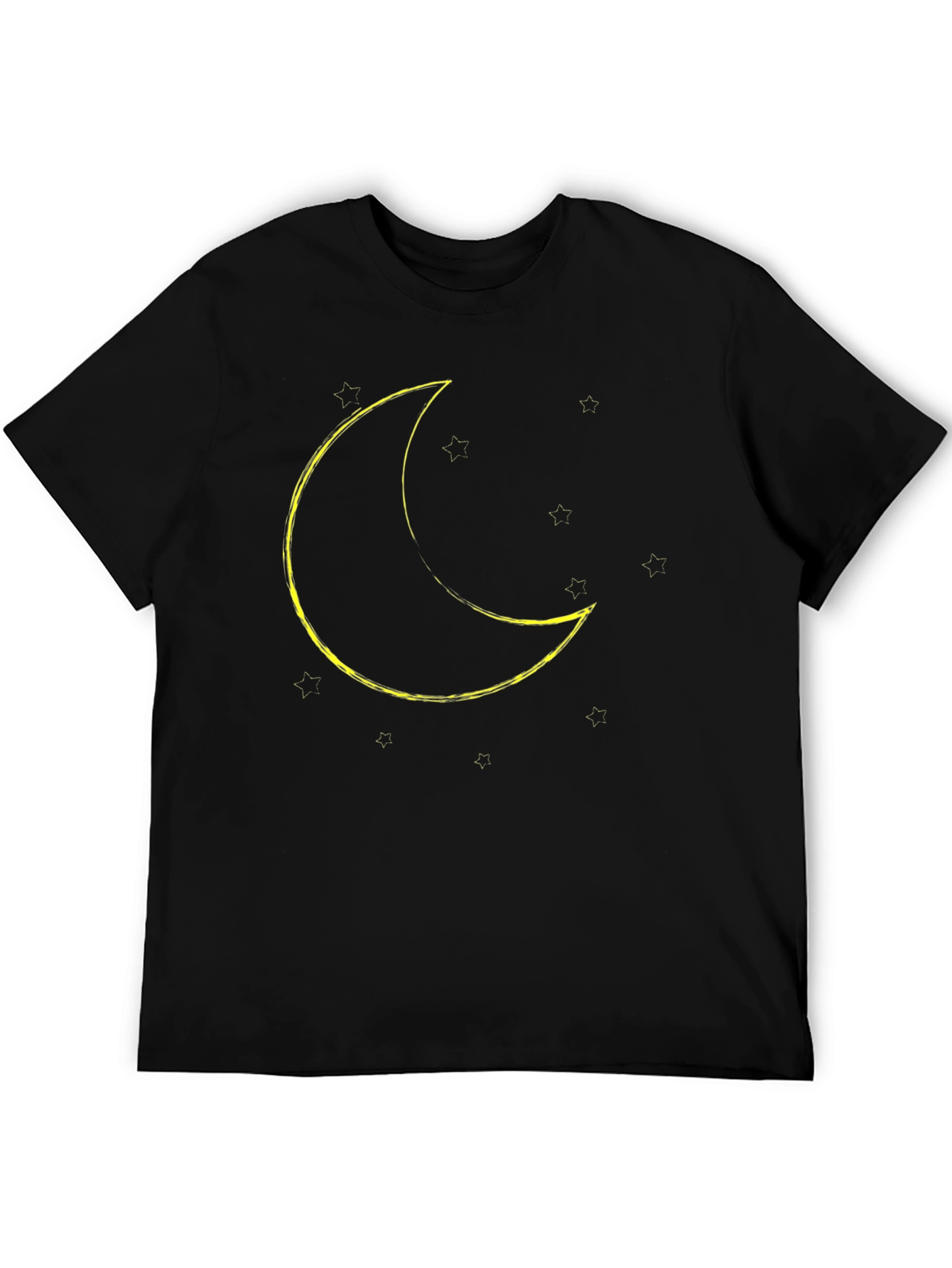 Black Crescent Moon & Stars Graphic Tee - Black Cotton Blend view 5