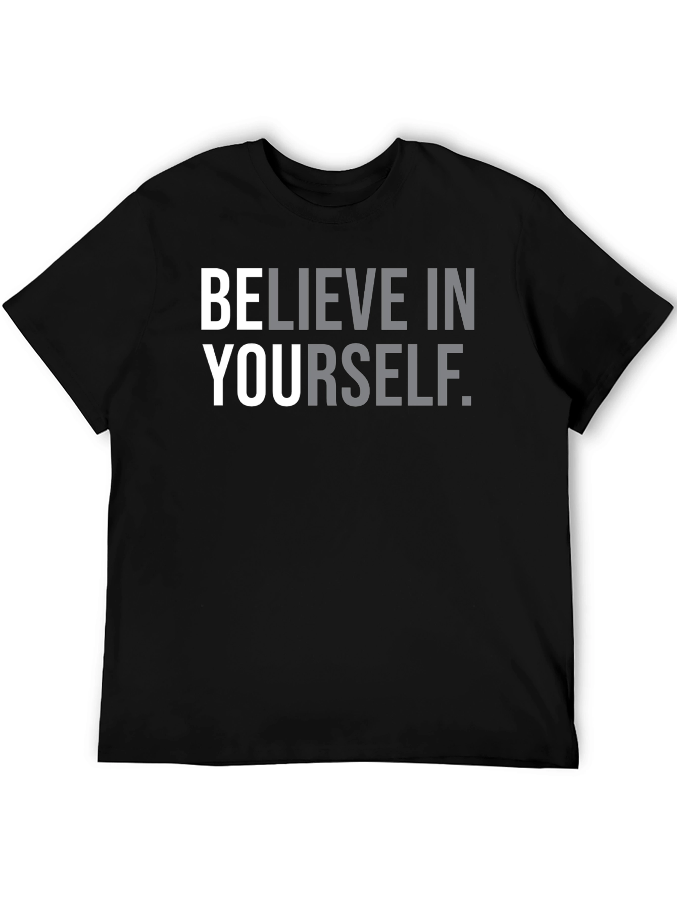 Black Believe in Yourself Graphic Tee - Black Cotton T-Shirt view 5