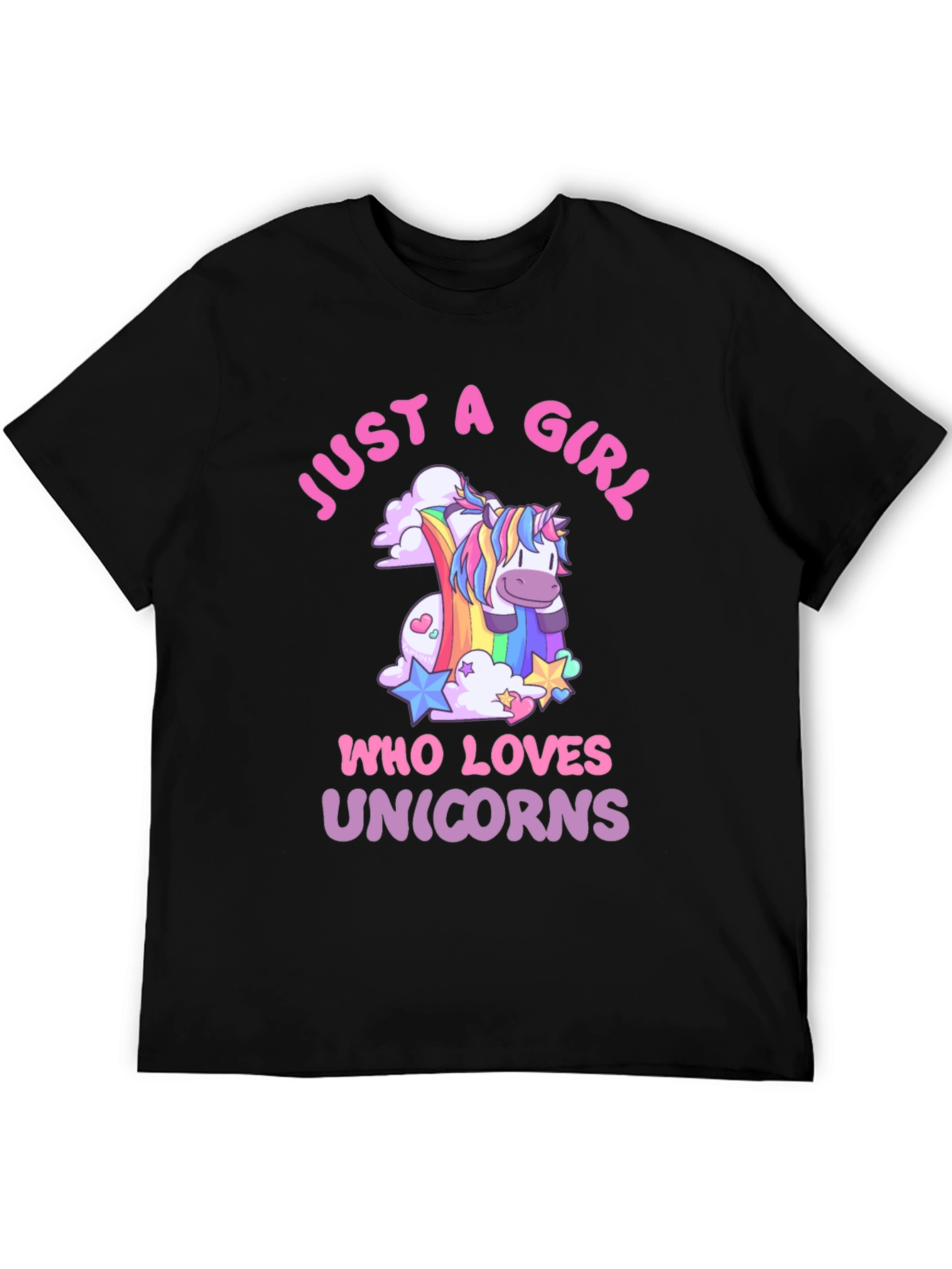 Black Just A Girl Who Loves Unicorns T-Shirt view 5