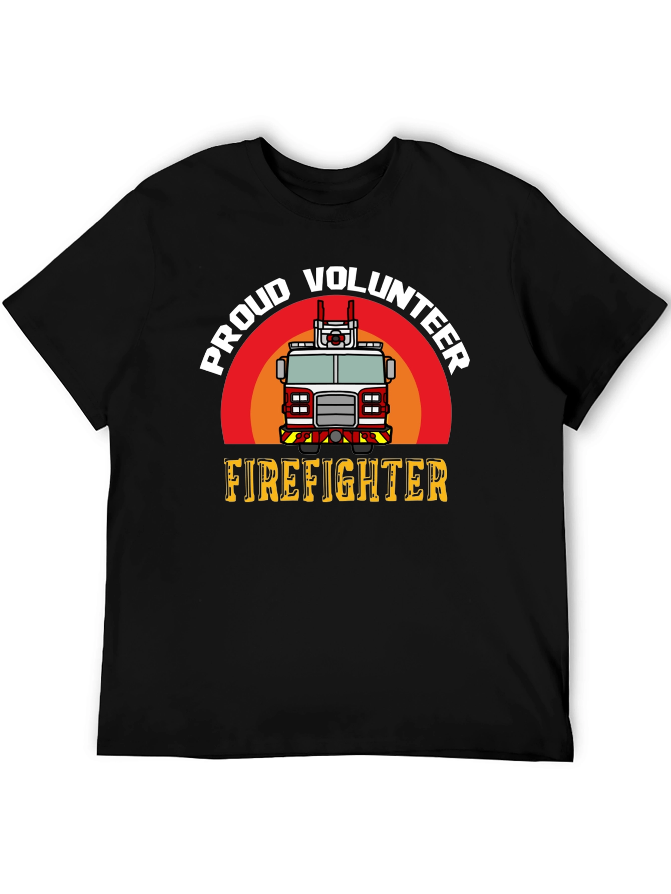 Black Proud Volunteer Firefighter Graphic T-Shirt view 5