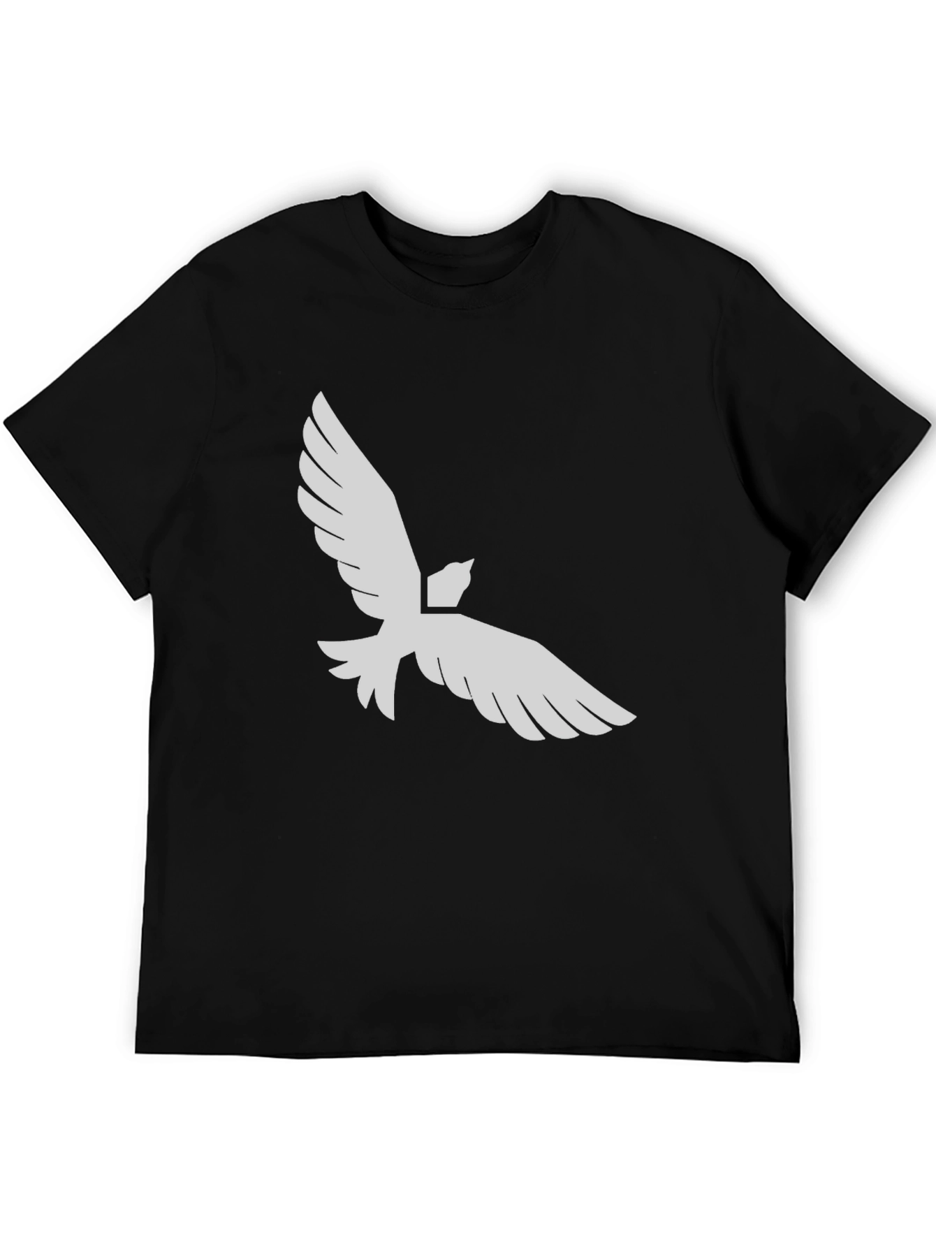 Black Black T-Shirt with White Dove Graphic Print view 5