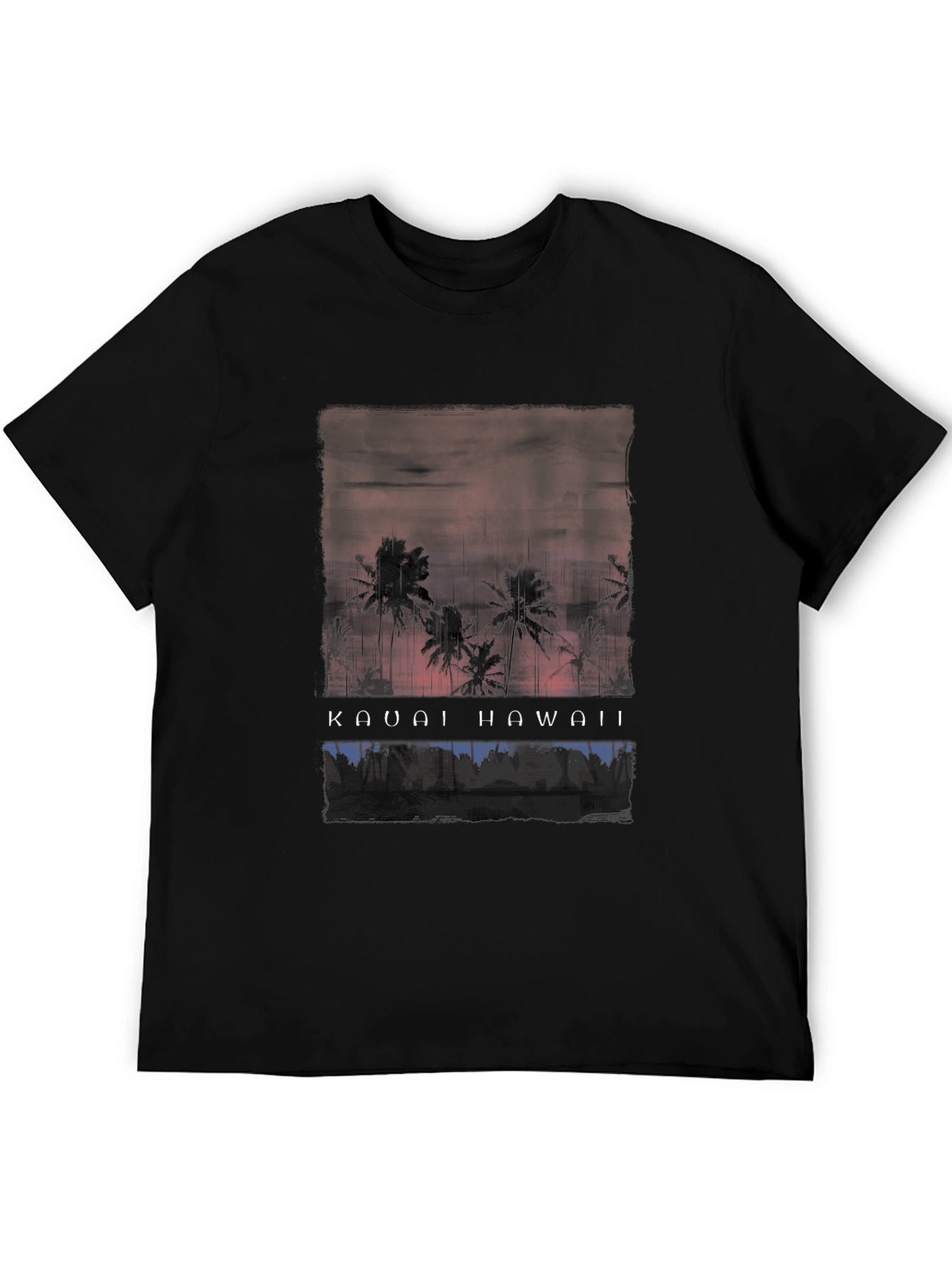 Black Kauai Hawaii Palm Tree Graphic Black T-Shirt view 5