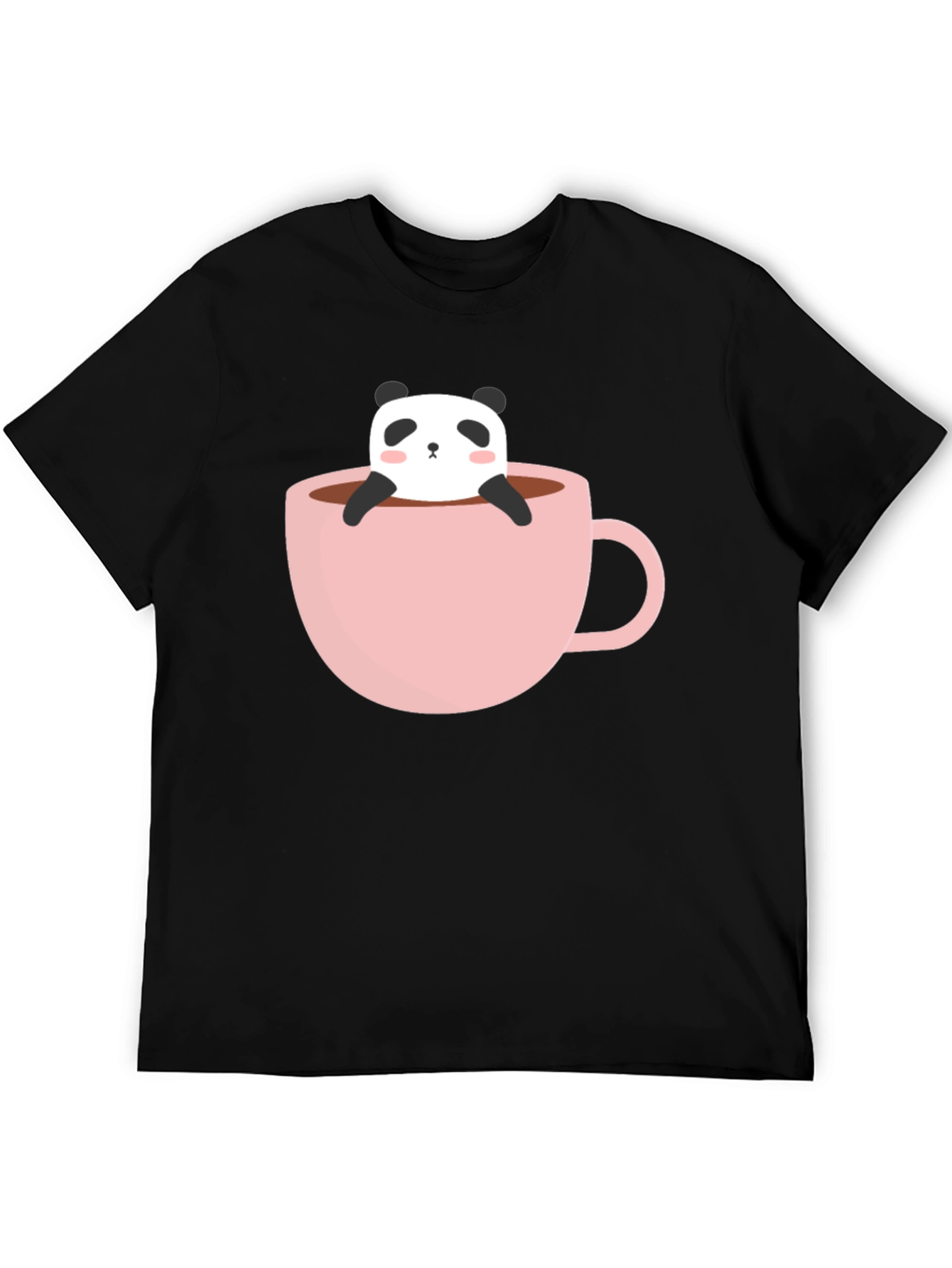 Black Panda in a Cup Graphic Tee - Soft Black Shirt view 5