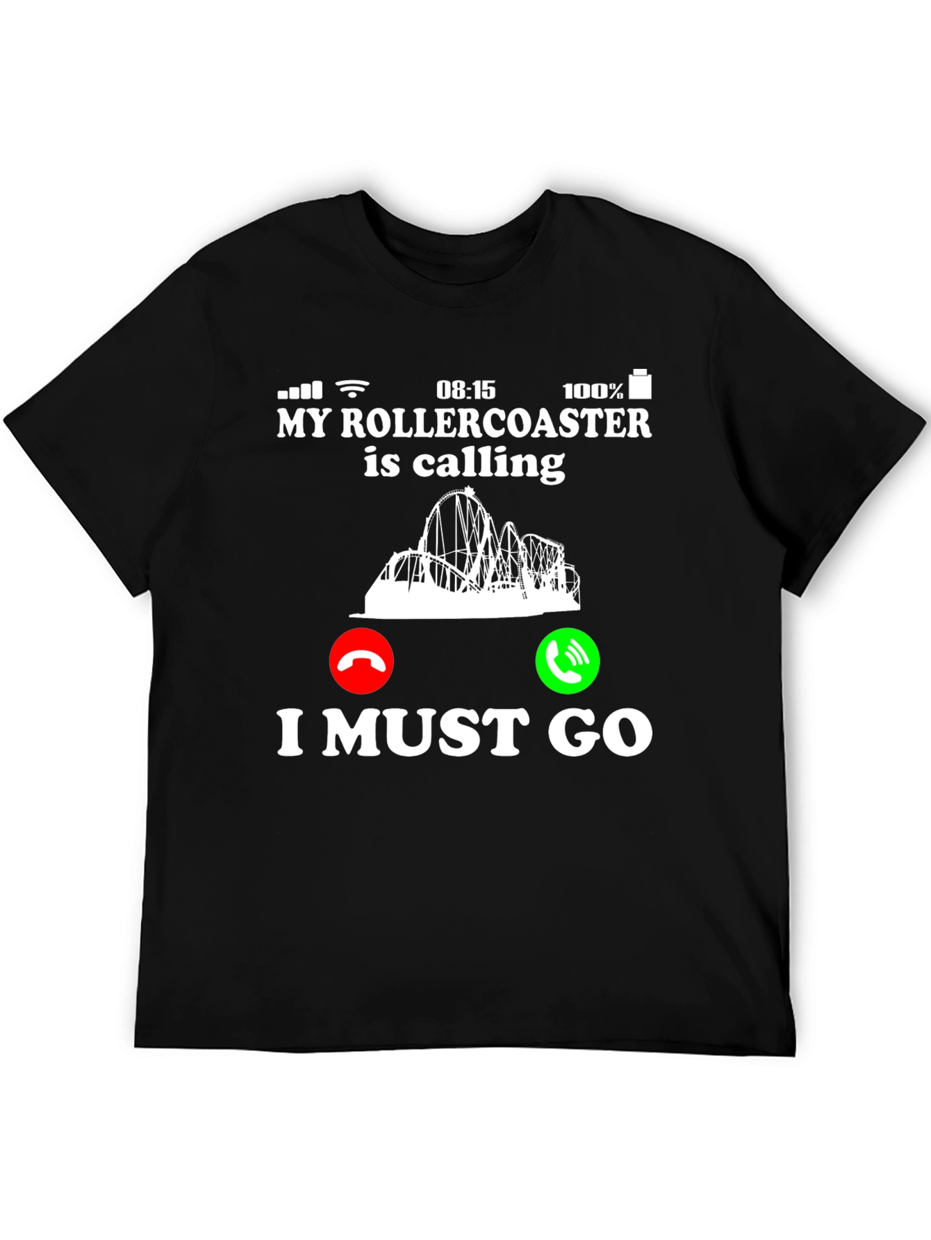 Black Rollercoaster Calling Graphic T-Shirt view 5