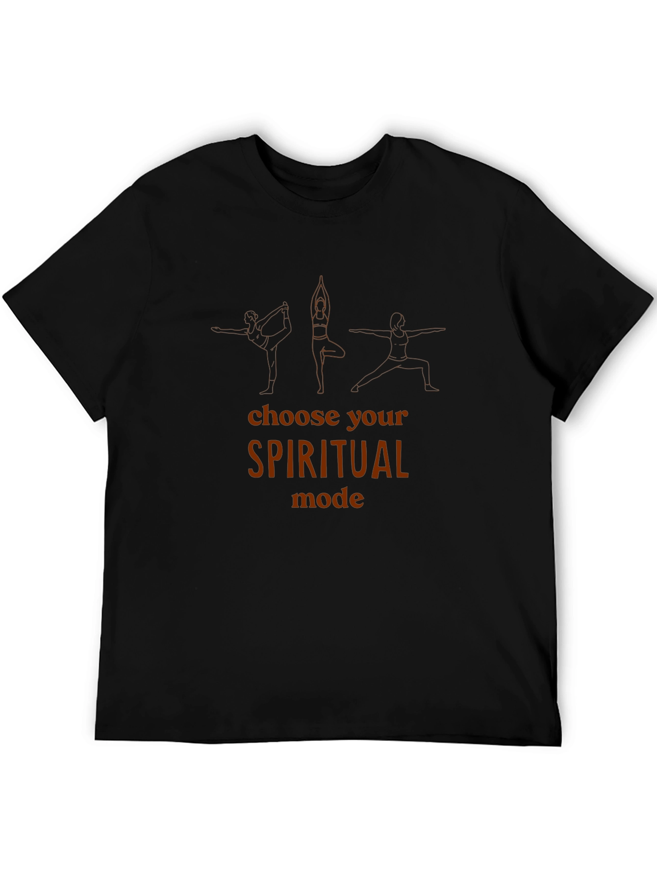 Black Spiritual Mode Yoga Graphic Tee - Black Cotton T-Shirt view 5