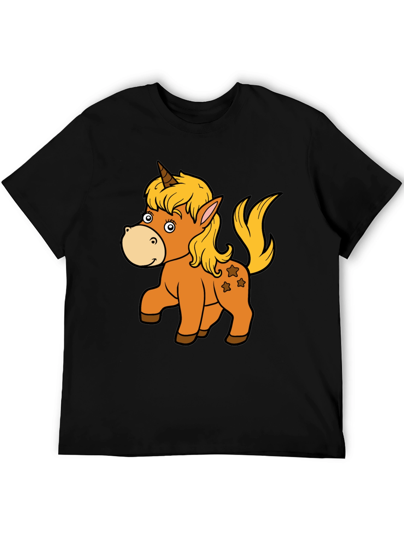 Black Unicorn Cartoon Graphic Tee - Black Unisex T-Shirt view 5