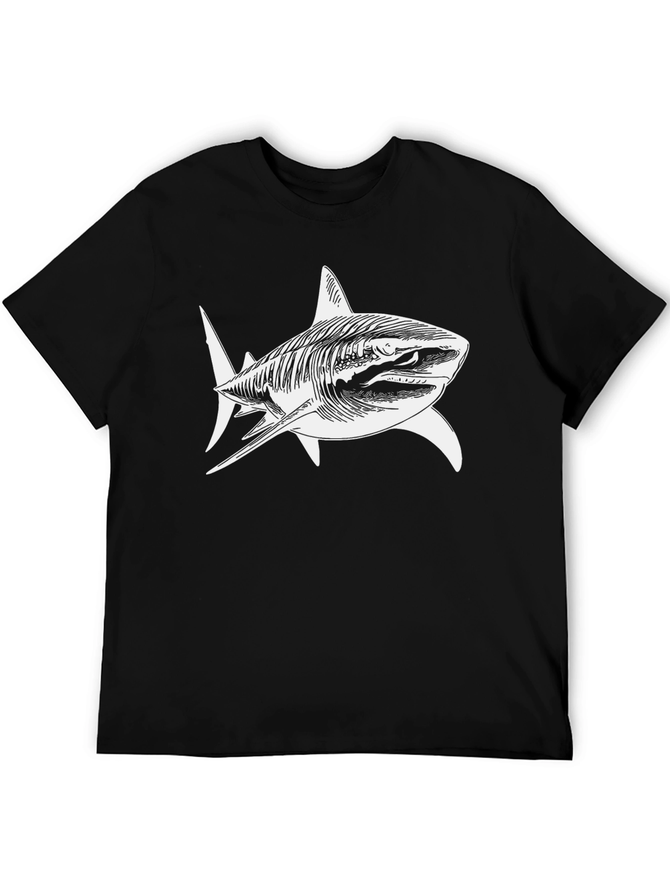 Black Shark Graphic Print Men's Black T-Shirt view 5