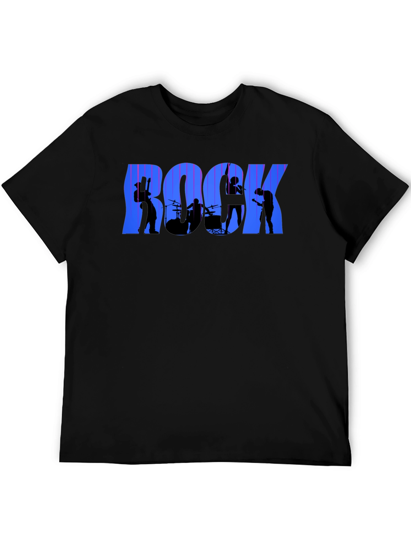 Black Rock Band Silhouette Graphic Tee - Black Cotton T-Shirt view 5