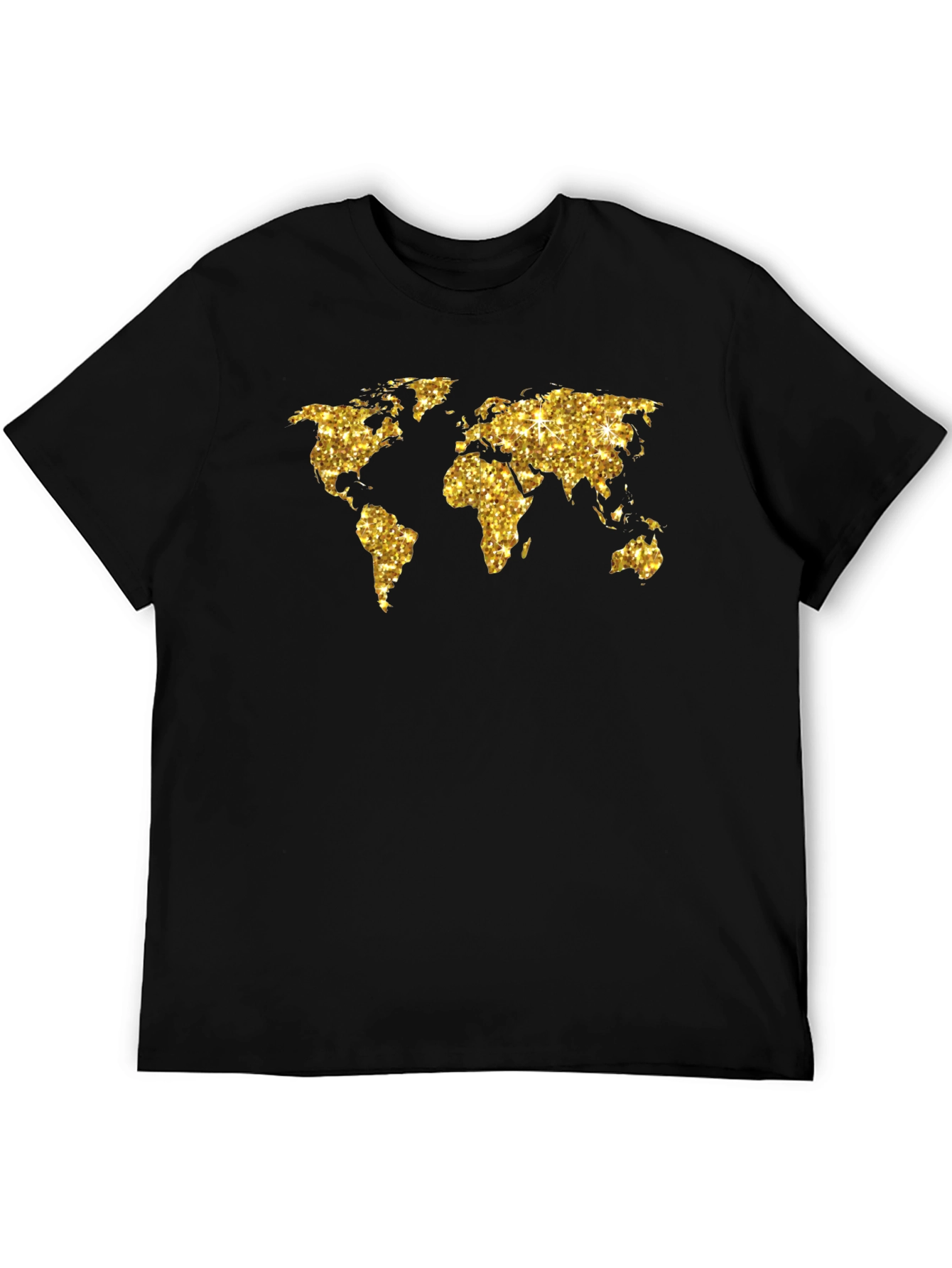 Black Glitter World Map Graphic Tee - Black view 5