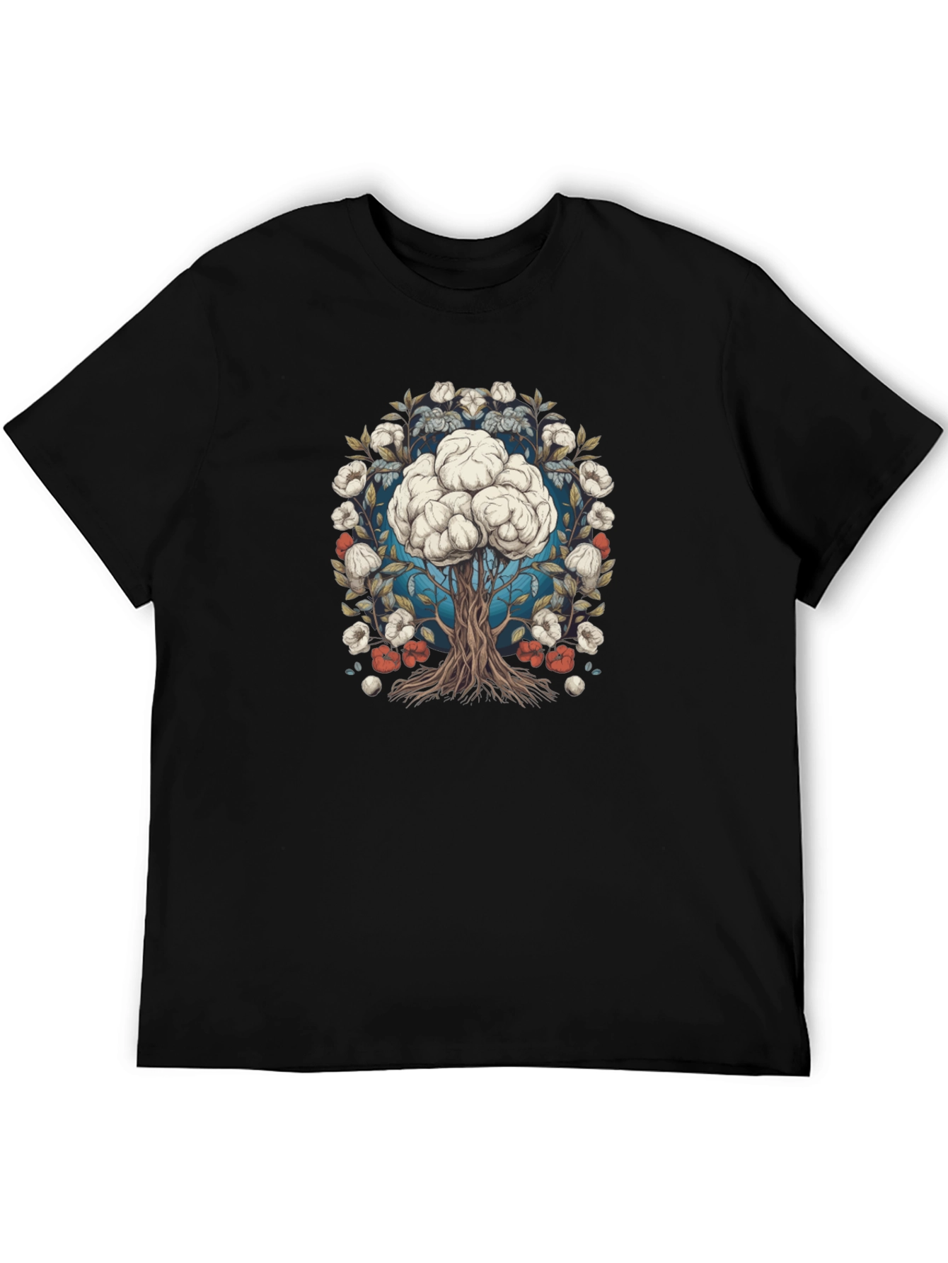 Black Brain Tree Graphic Tee - Black Cotton Blend view 5