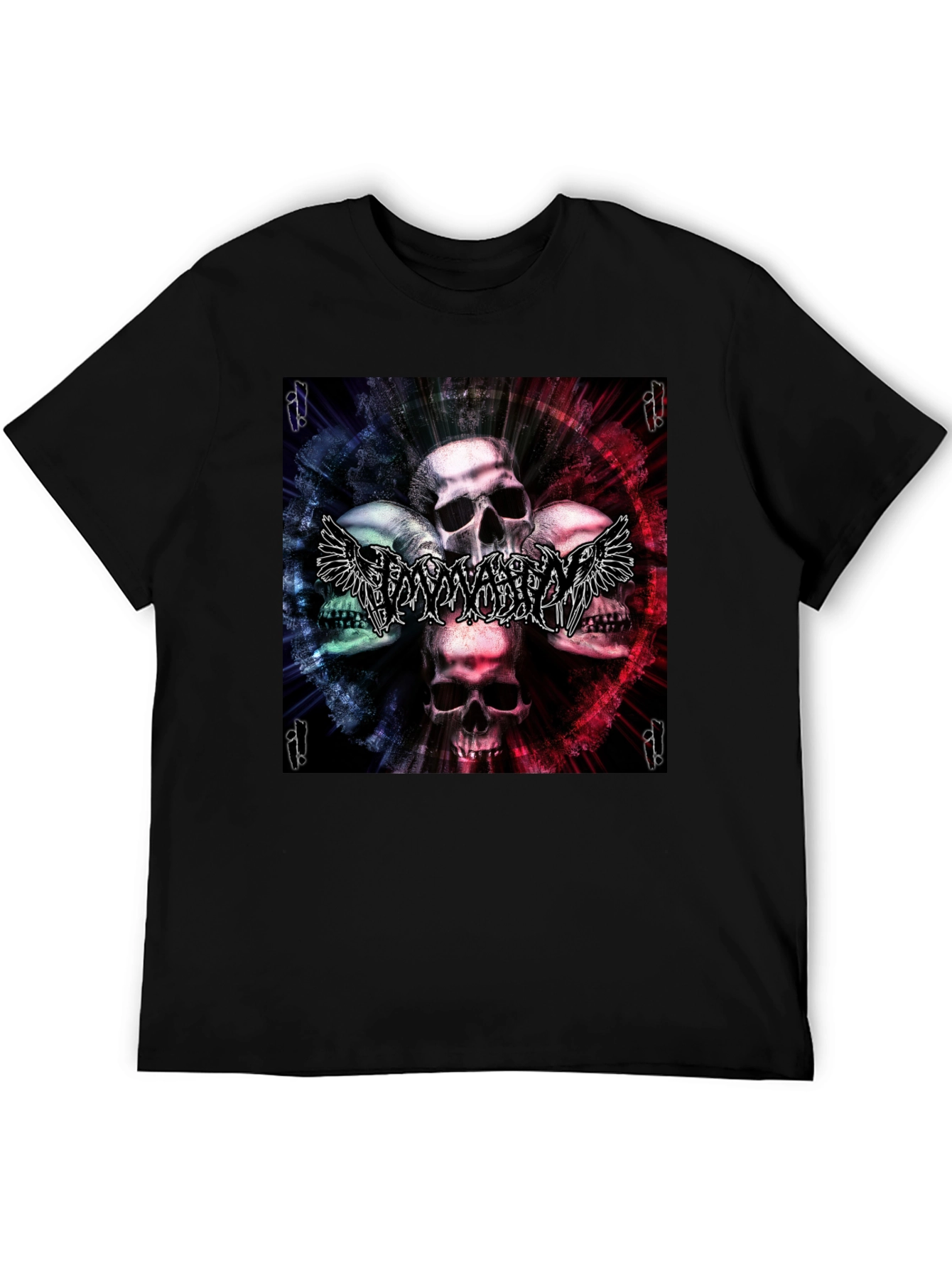 Black Skull & Wings Graphic T-Shirt - Black view 5