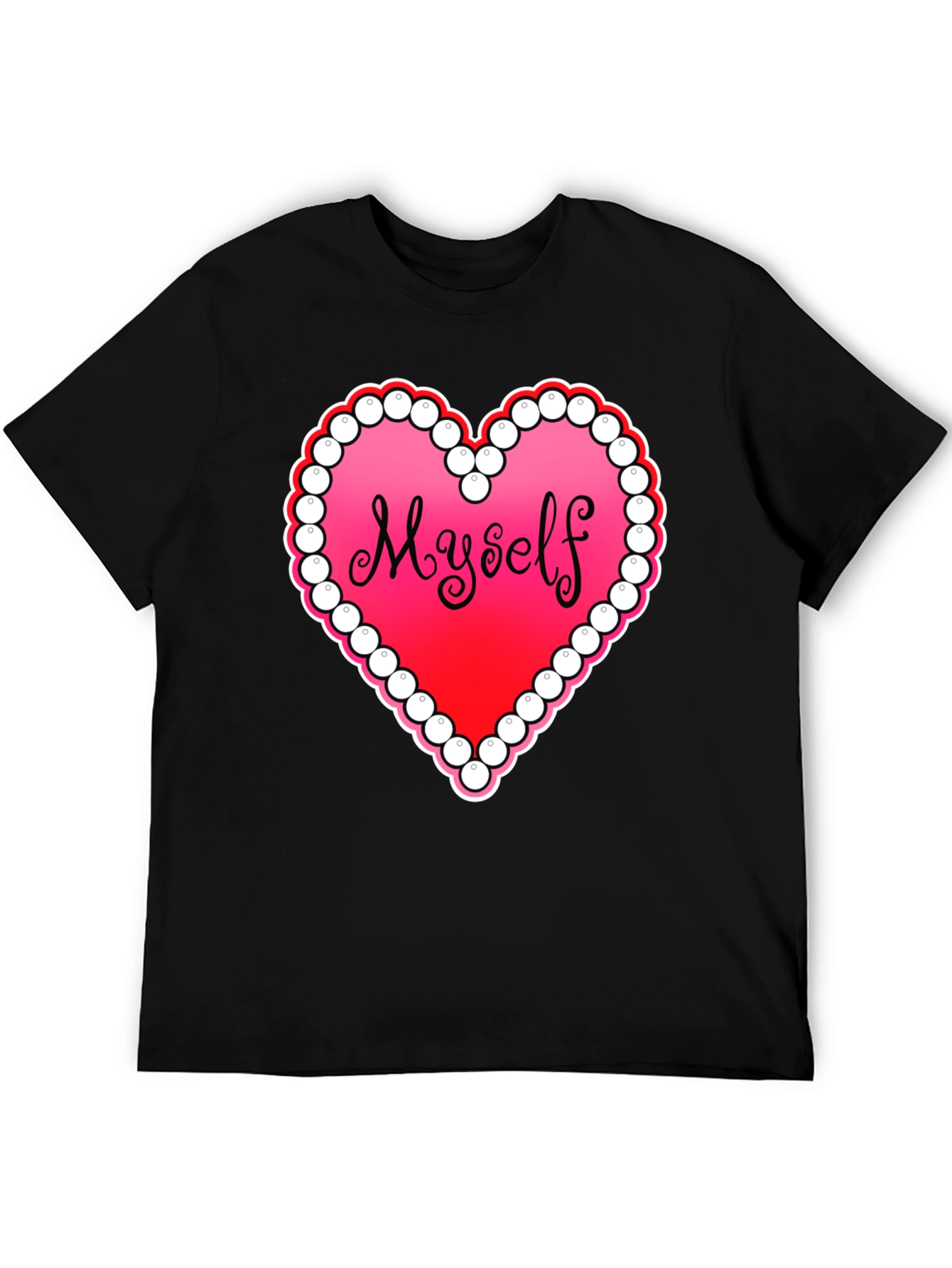 Black Myself Heart Graphic Tee - Black Casual T-Shirt view 5