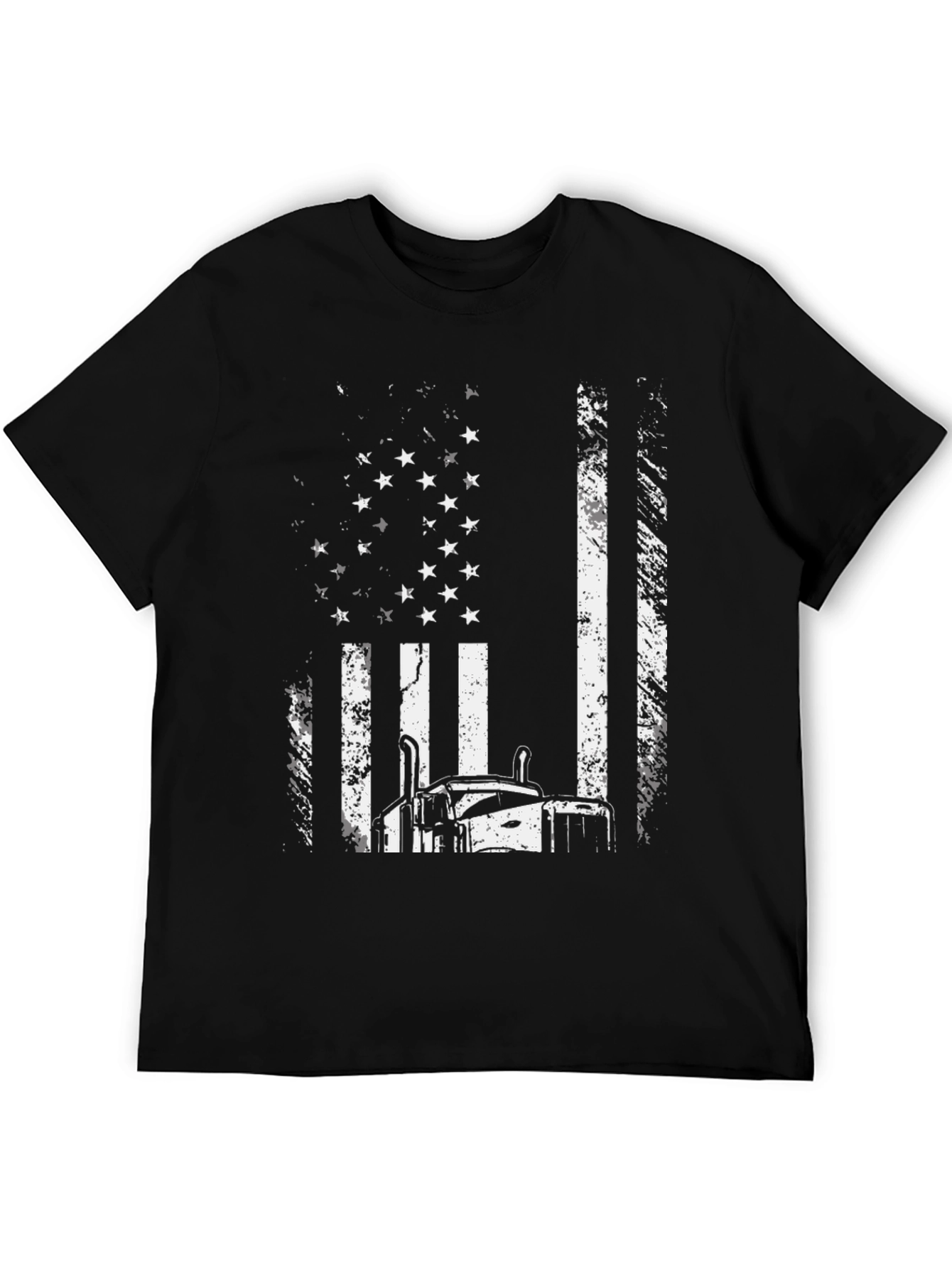 Black Trucker American Flag Graphic Tee - Black view 5