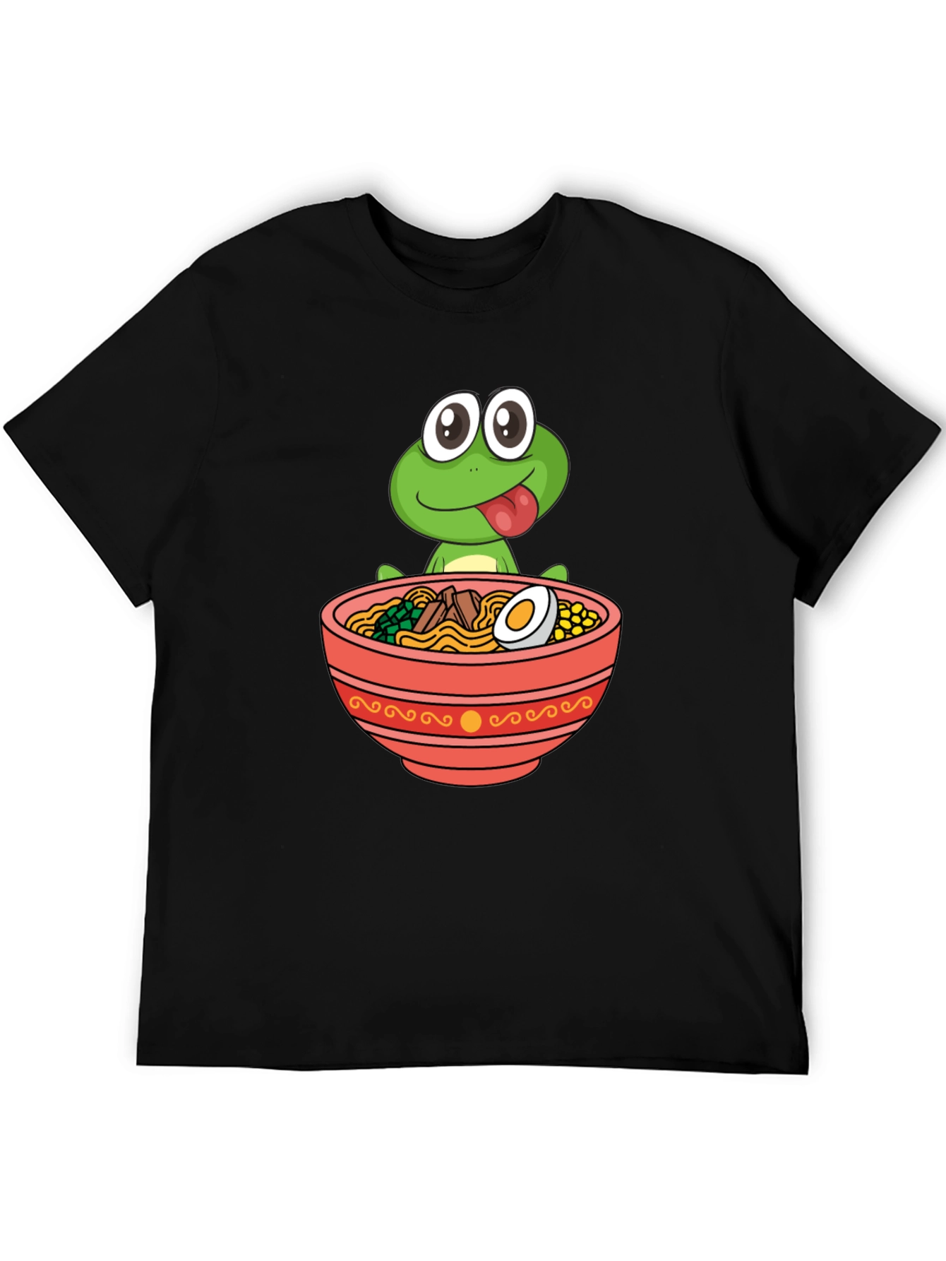 Black Frog Ramen Bowl Graphic Tee - Funny Unisex T-Shirt view 5
