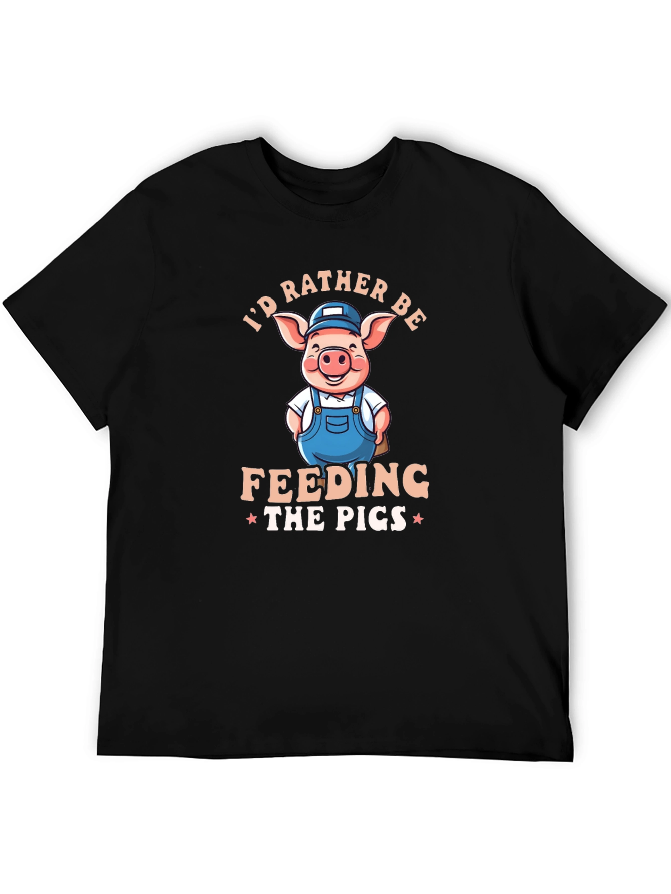 Black I'd Rather Be Feeding The Pigs Black T-Shirt view 5