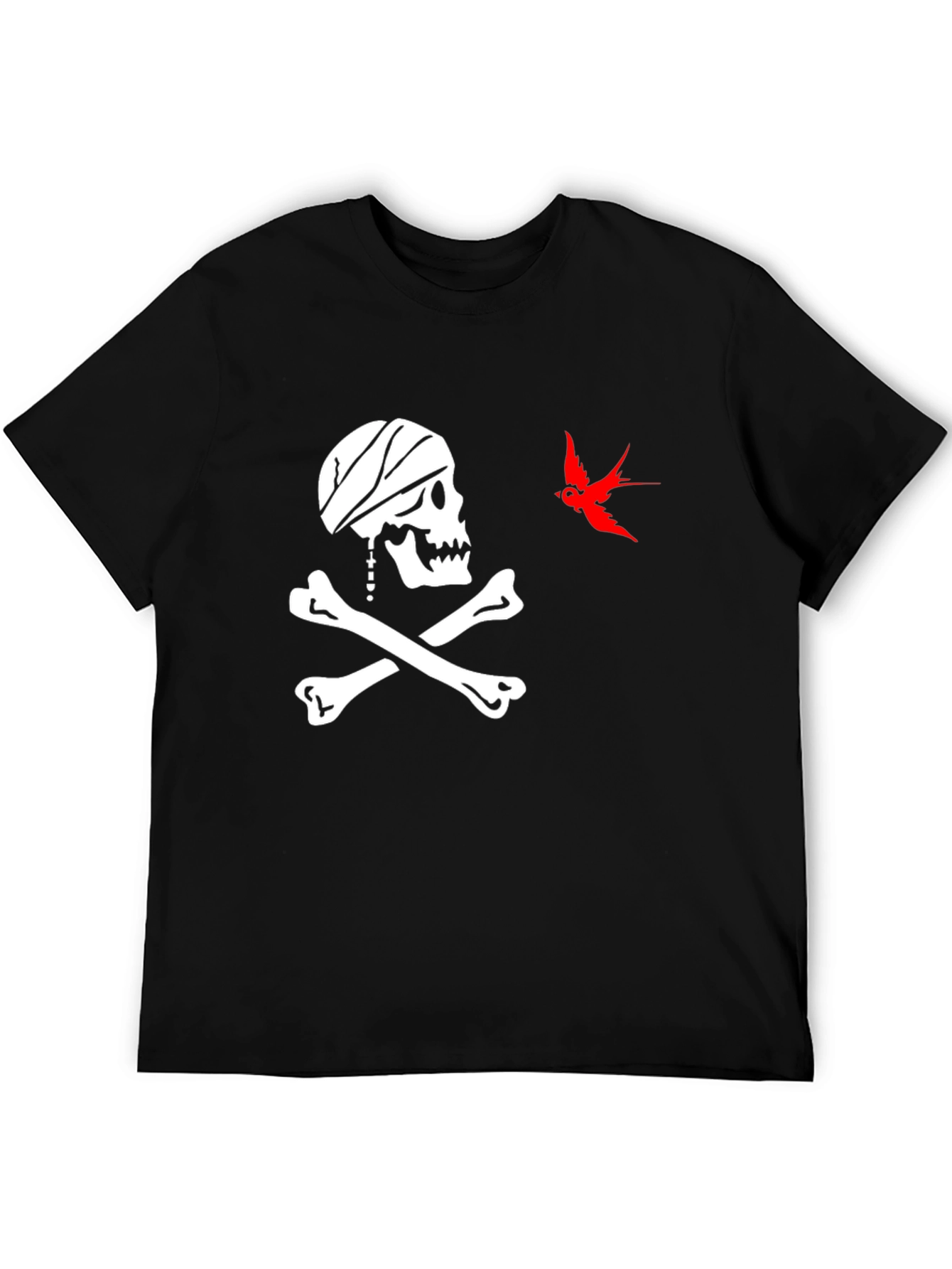 Black Pirate Skull & Sparrow T-Shirt - Black view 5