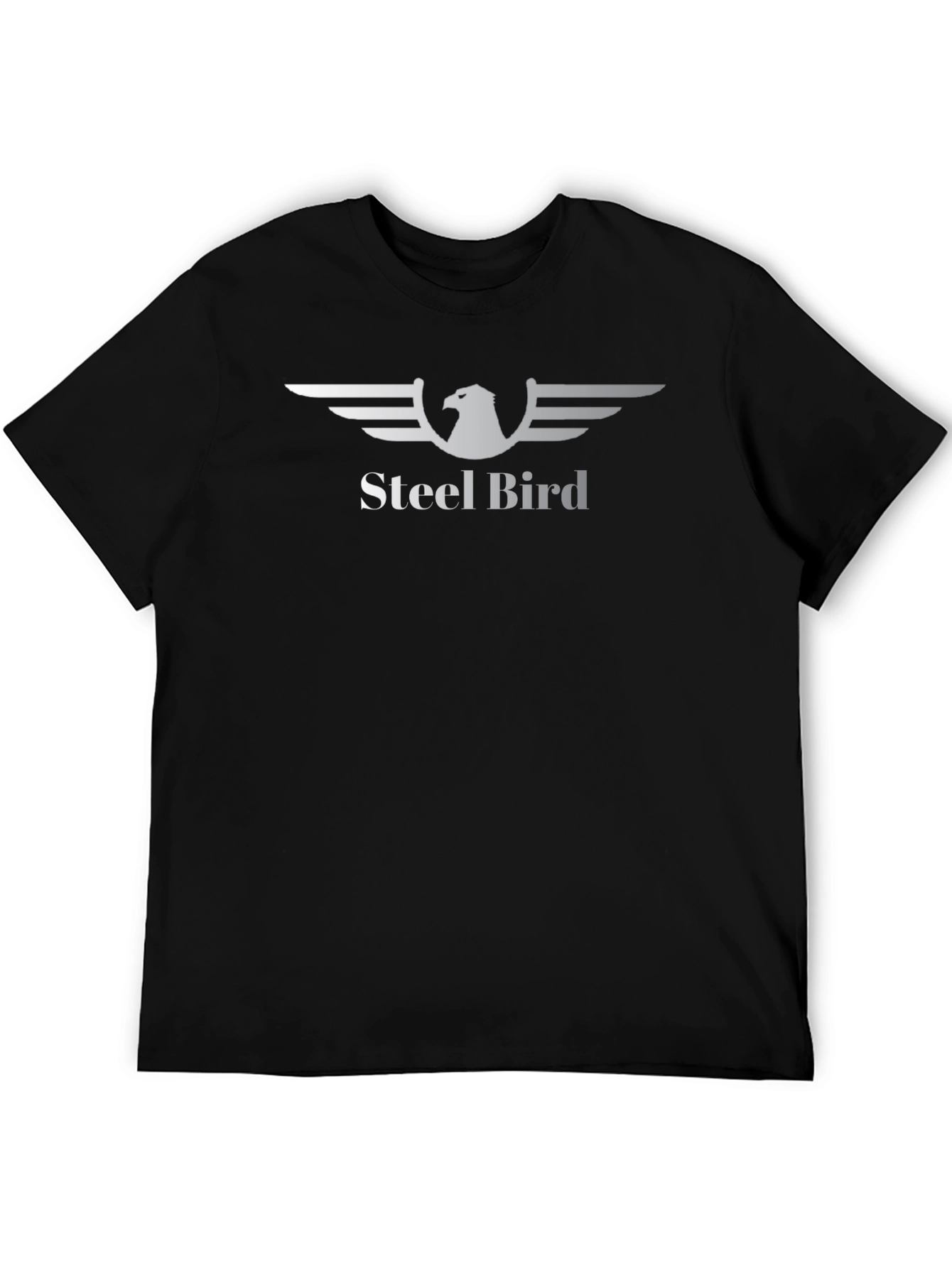 Black Steel Bird Graphic Tee - Black Cotton Blend T-Shirt view 5