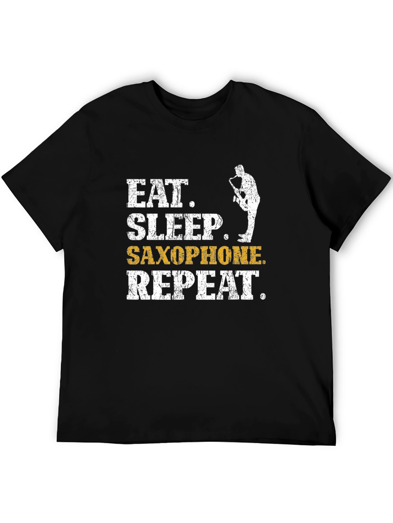 Black Eat Sleep Saxophone Repeat Black Graphic Tee view 5