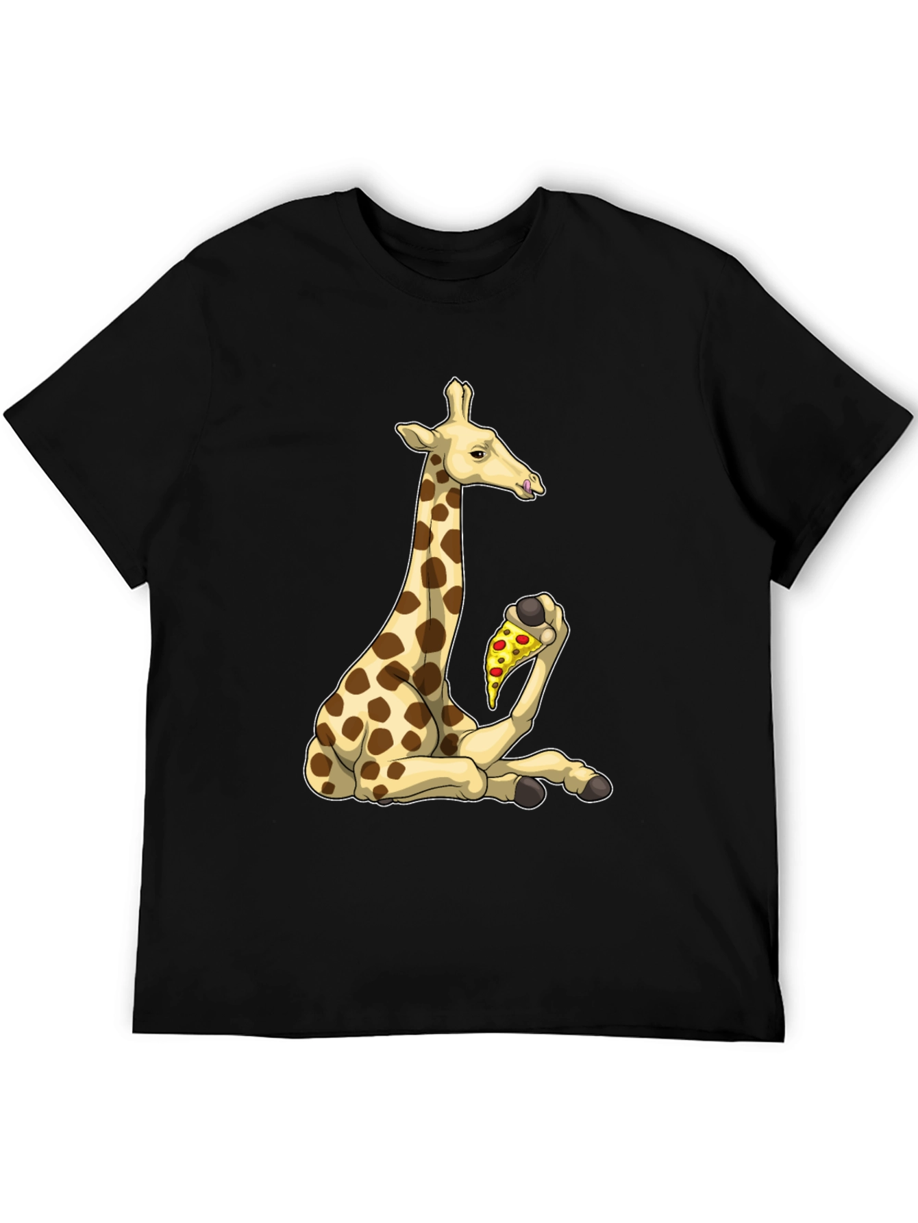 Black Giraffe Pizza T-Shirt - Unique Graphic Tee view 5