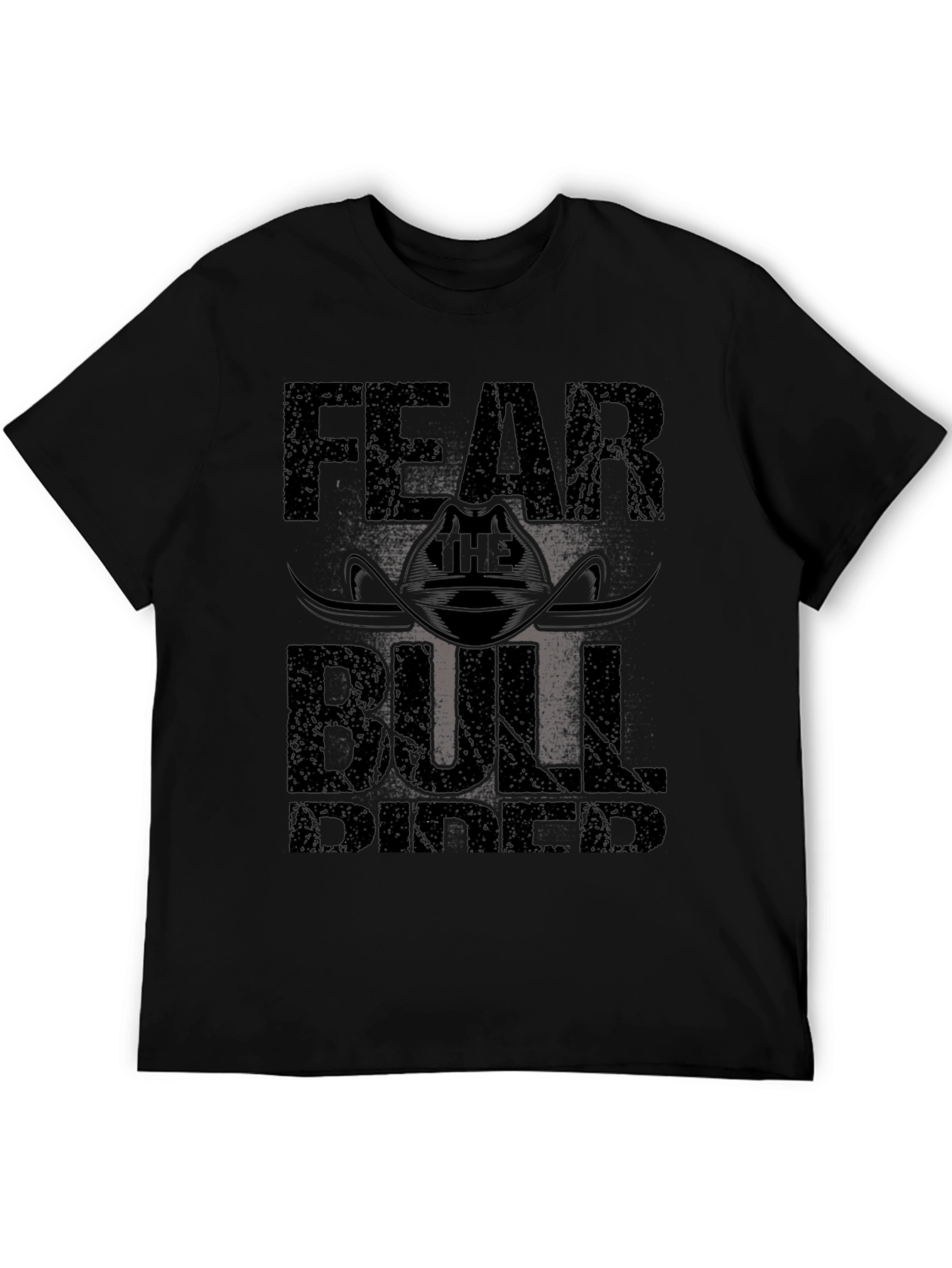 Black Fear the Bull Rider Black T-Shirt view 5