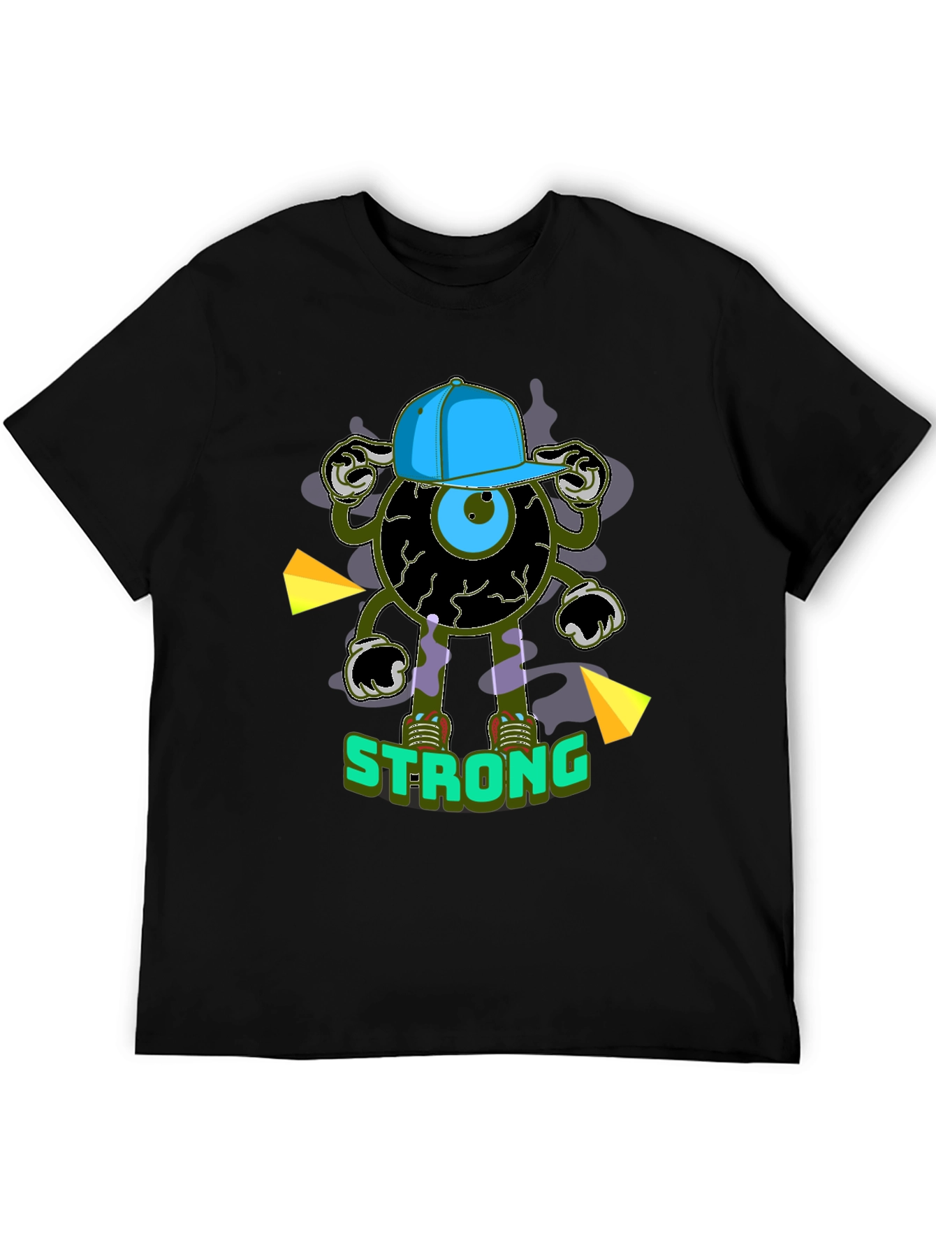 Black Strong Eyeball Graphic Tee - Black Cotton view 5