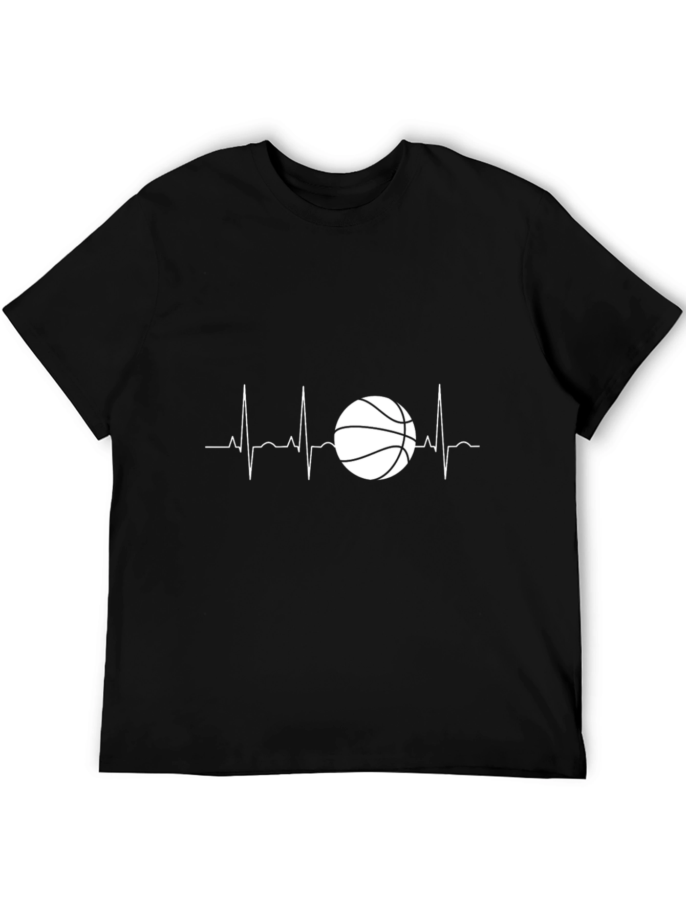 Black Basketball Heartbeat Graphic Tee - Black view 5