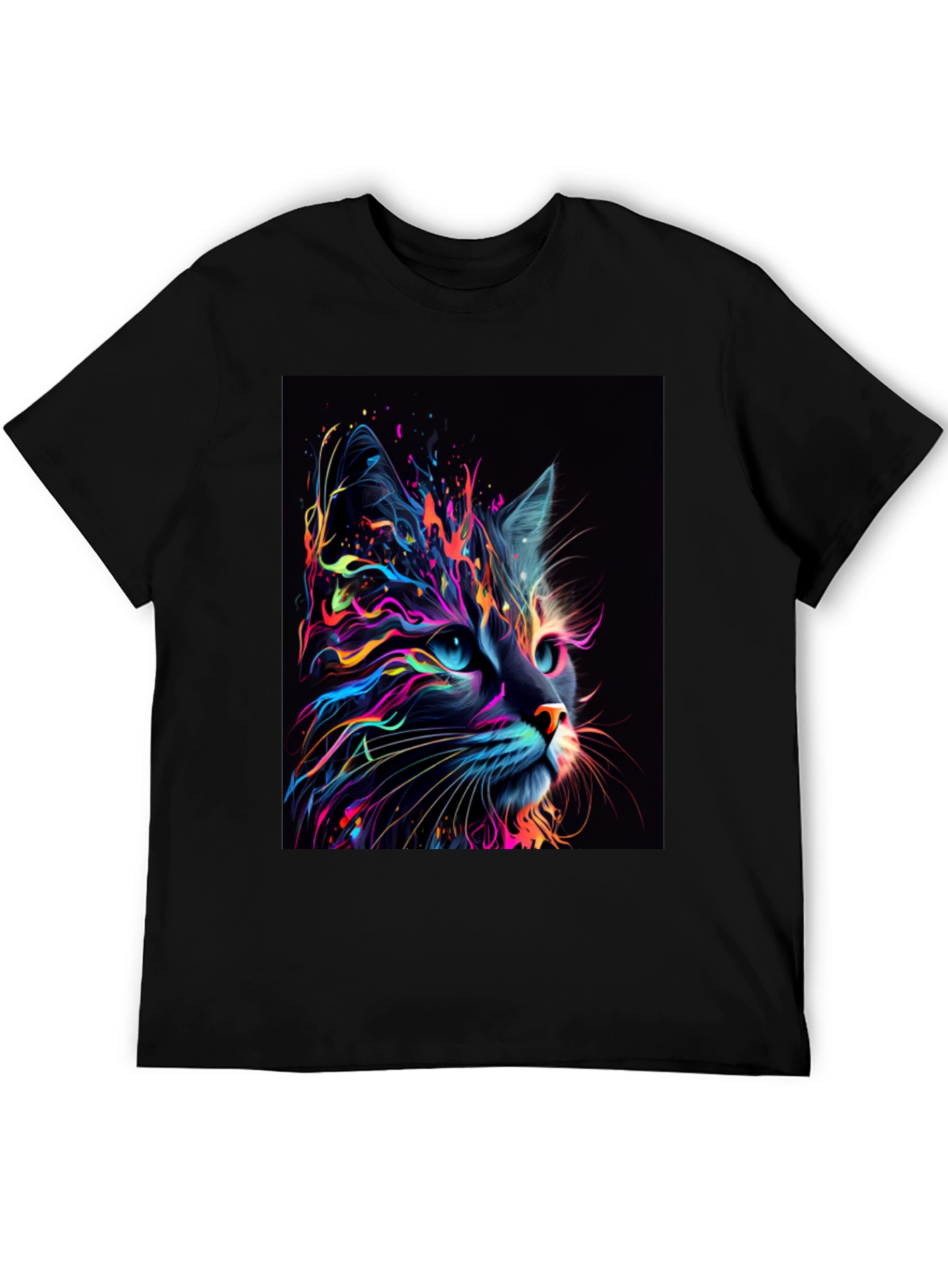Black Neon Cat Graphic T-Shirt - Unique Design view 5