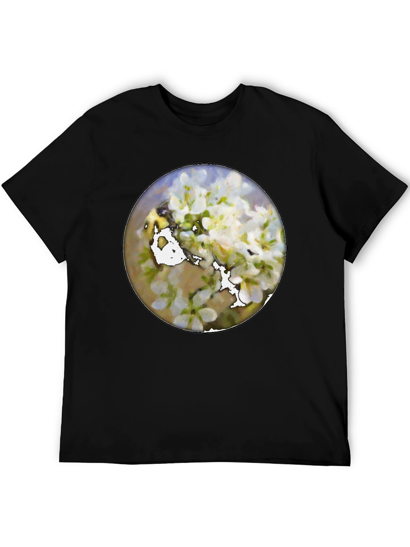 Black Floral Print Crew Neck T-Shirt - Black view 5