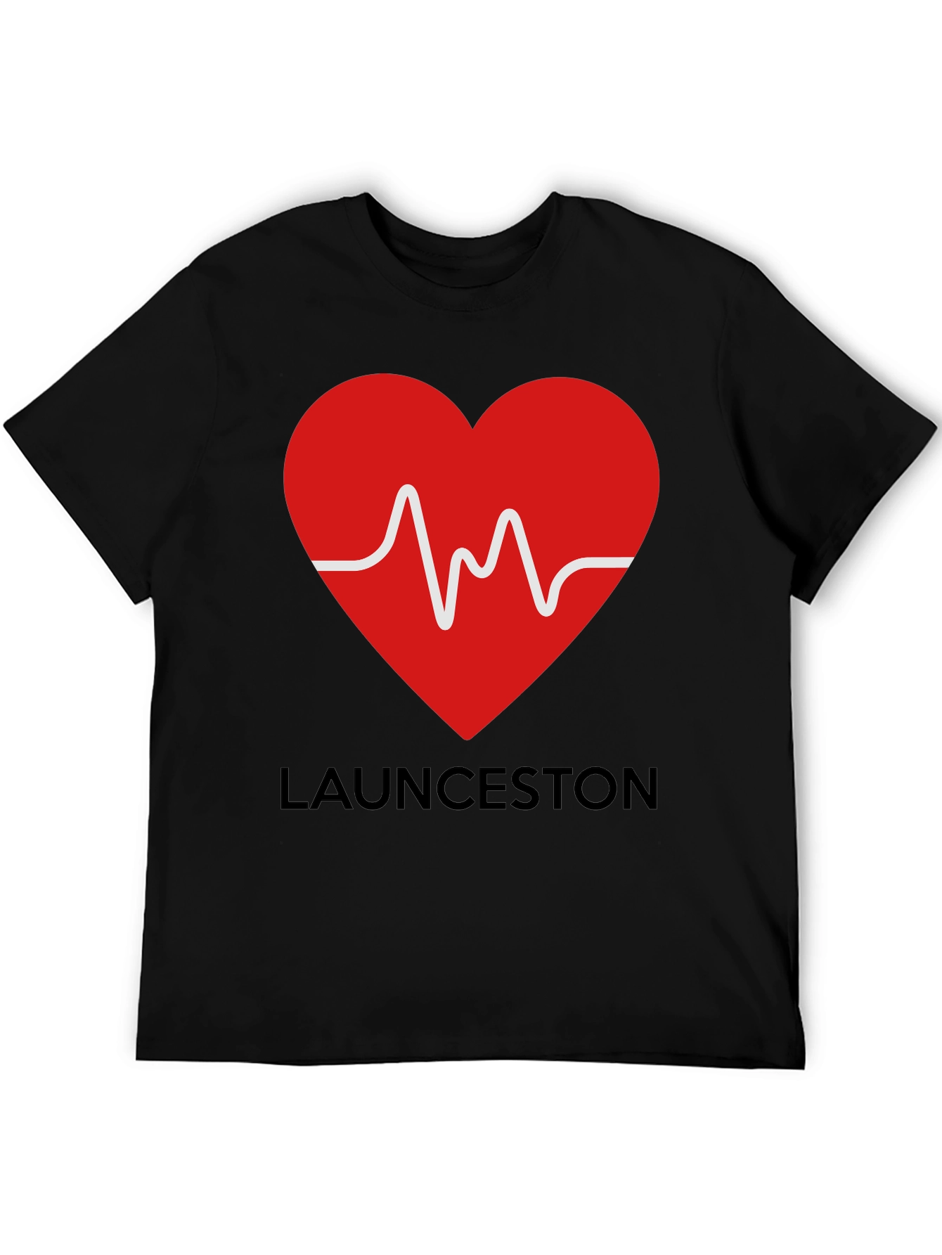 Black Launceston Heartbeat T-Shirt - Graphic Tee view 5