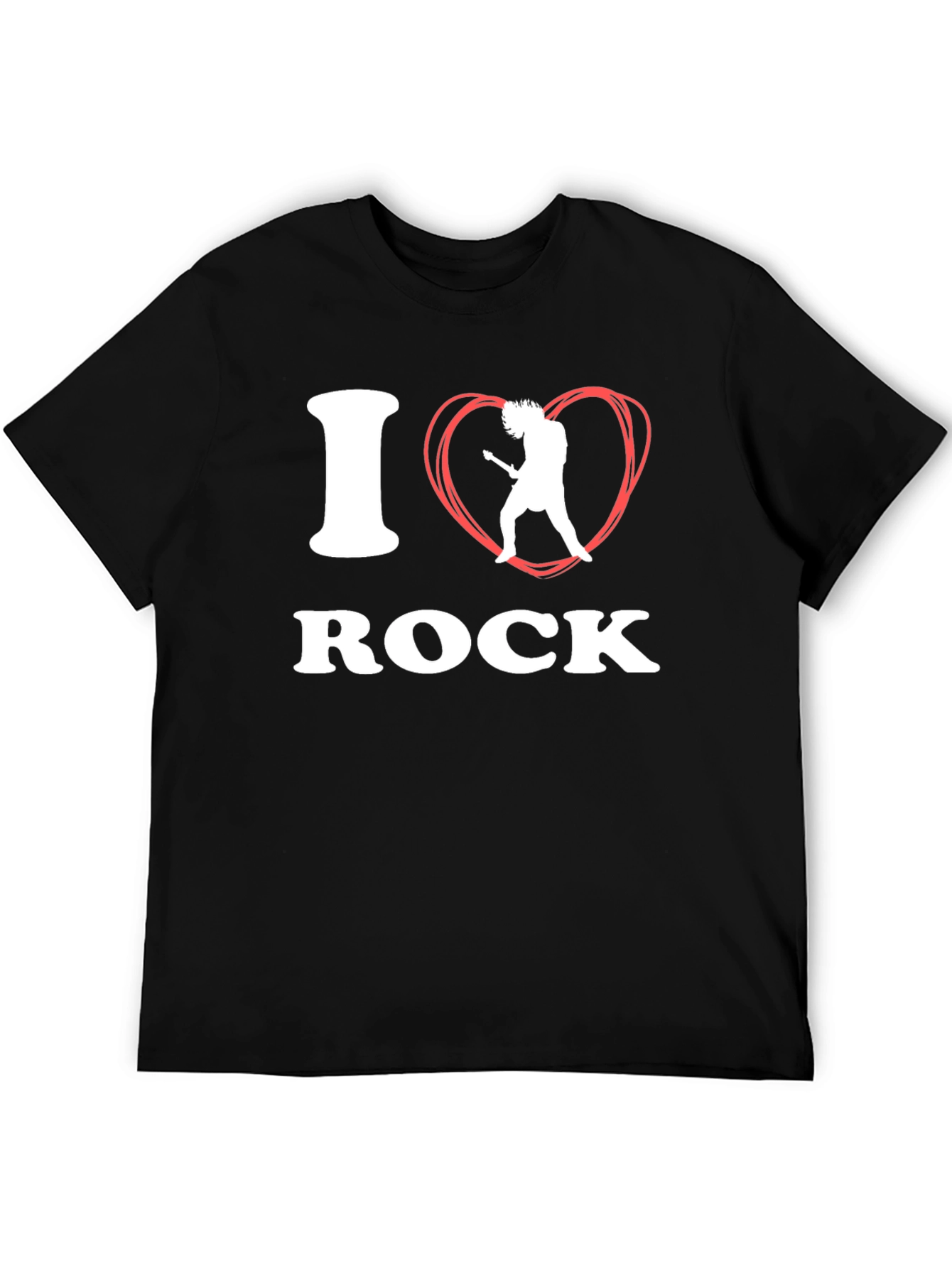 Black I Love Rock Music T-Shirt view 5