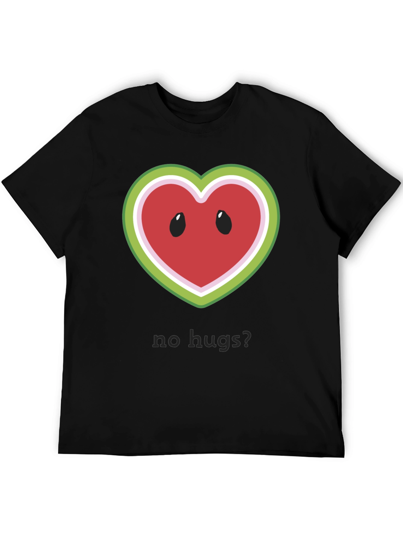 Black No Hugs? Watermelon Heart T-Shirt view 5