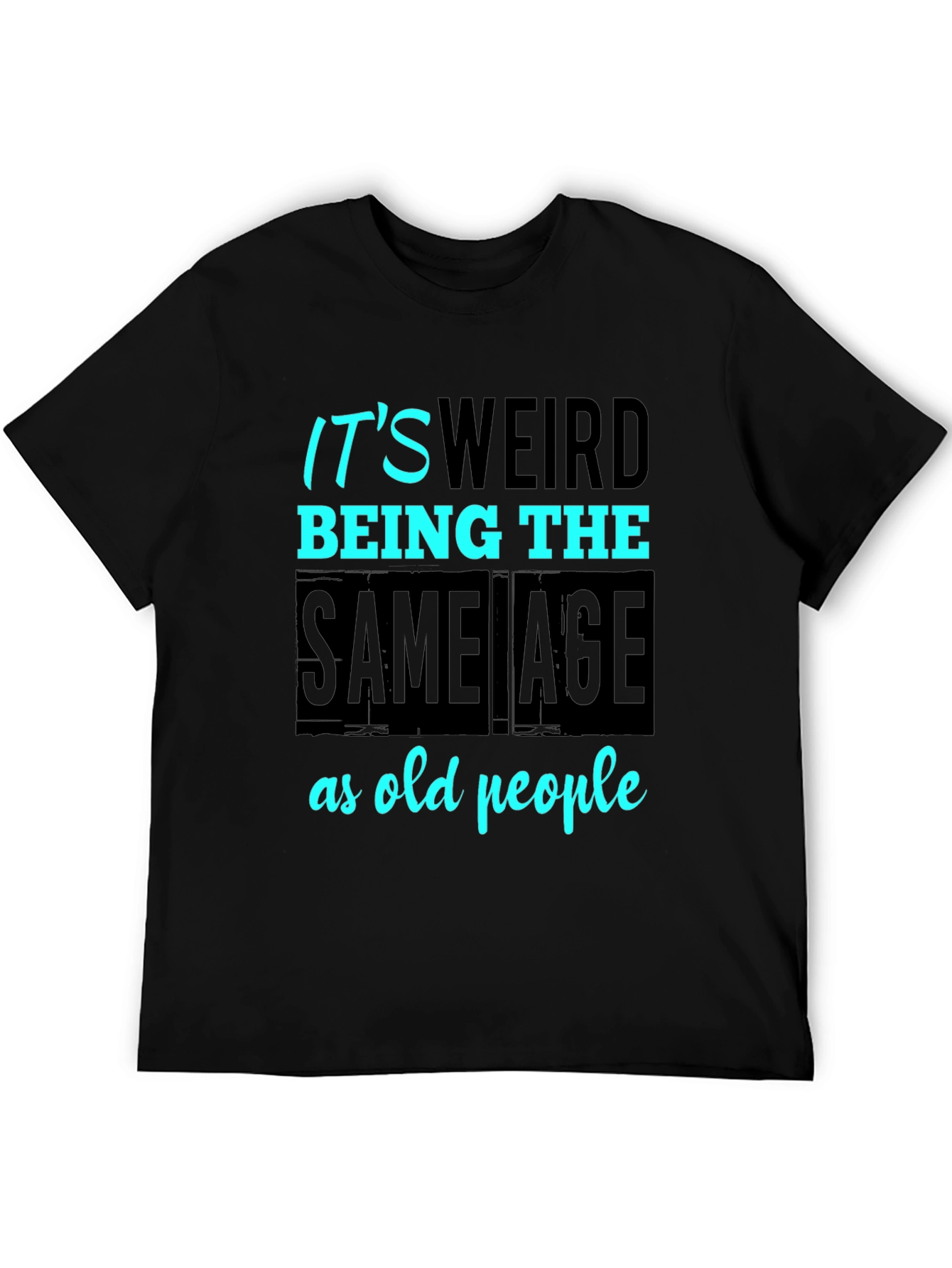 Black Funny "Old People" Graphic Tee - Black Cotton T-Shirt view 5