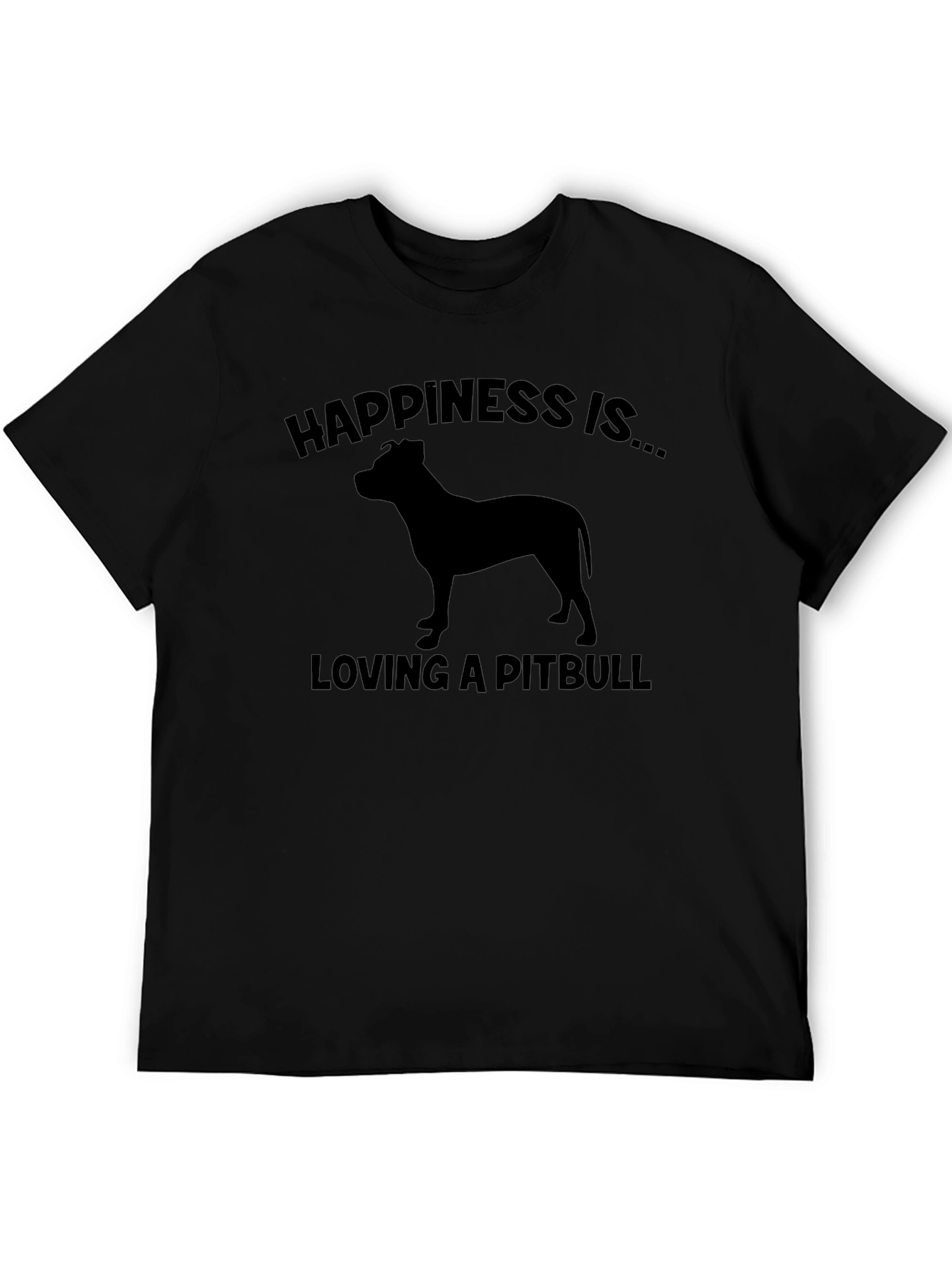 Black Happiness Pitbull Graphic T-Shirt view 5