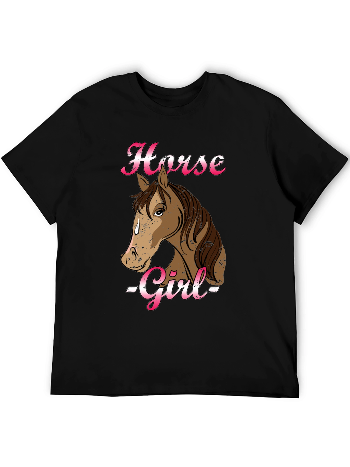 Black Horse Girl Graphic Tee - Black Cotton Shirt view 5