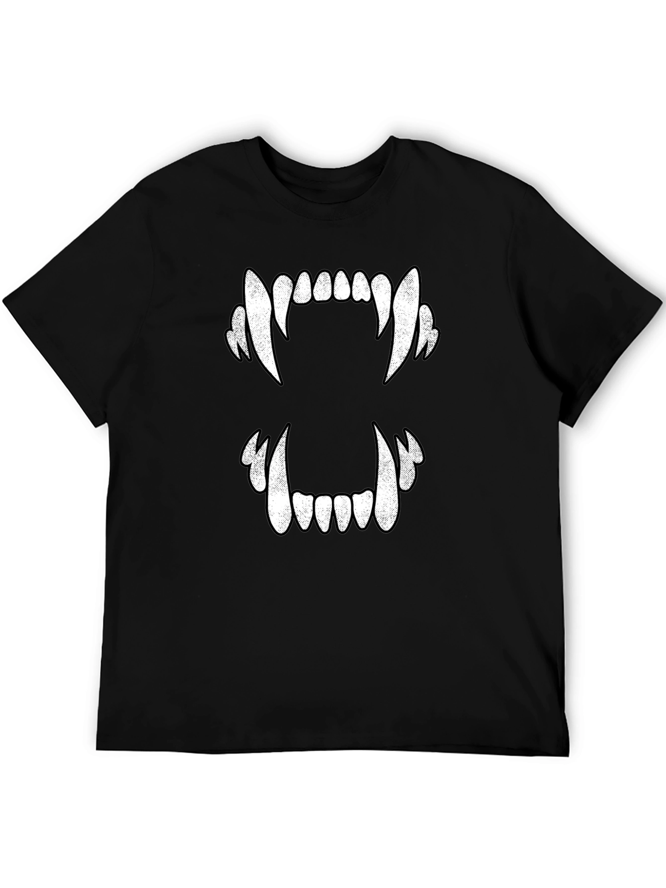 Black Vampire Teeth Graphic Tee - Halloween Black T-Shirt view 5