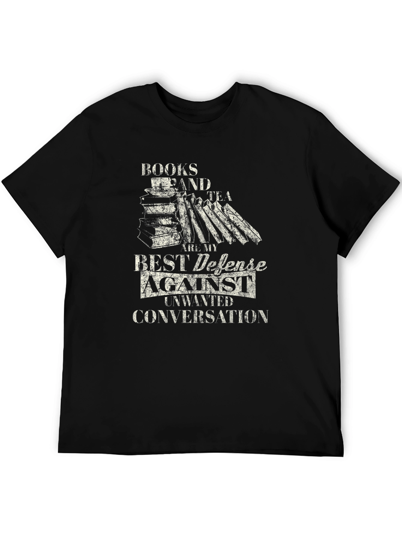 Black Books & Tea Defense T-Shirt - Introvert Apparel view 5