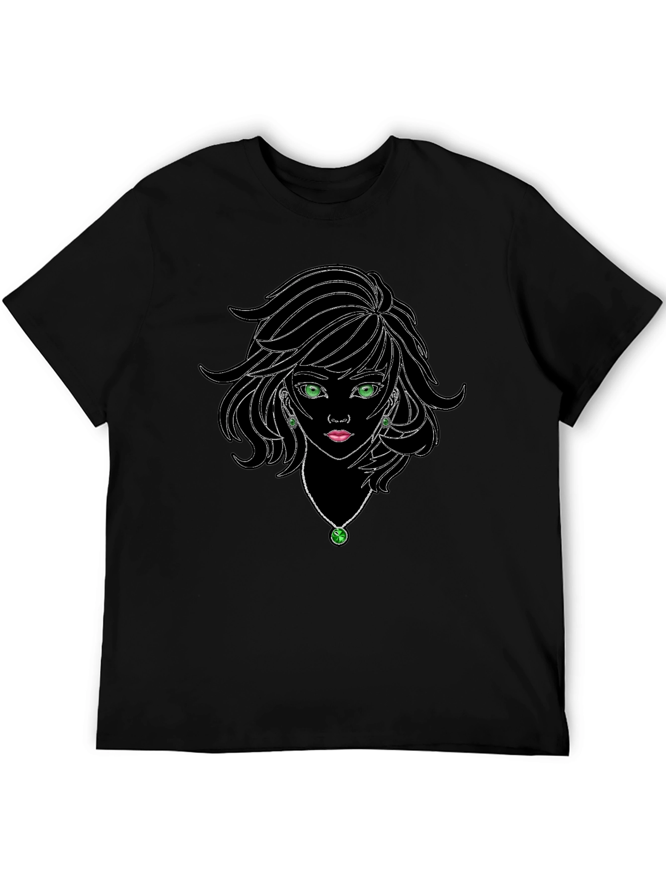 Black Black Graphic Tee - Anime Girl Design view 5