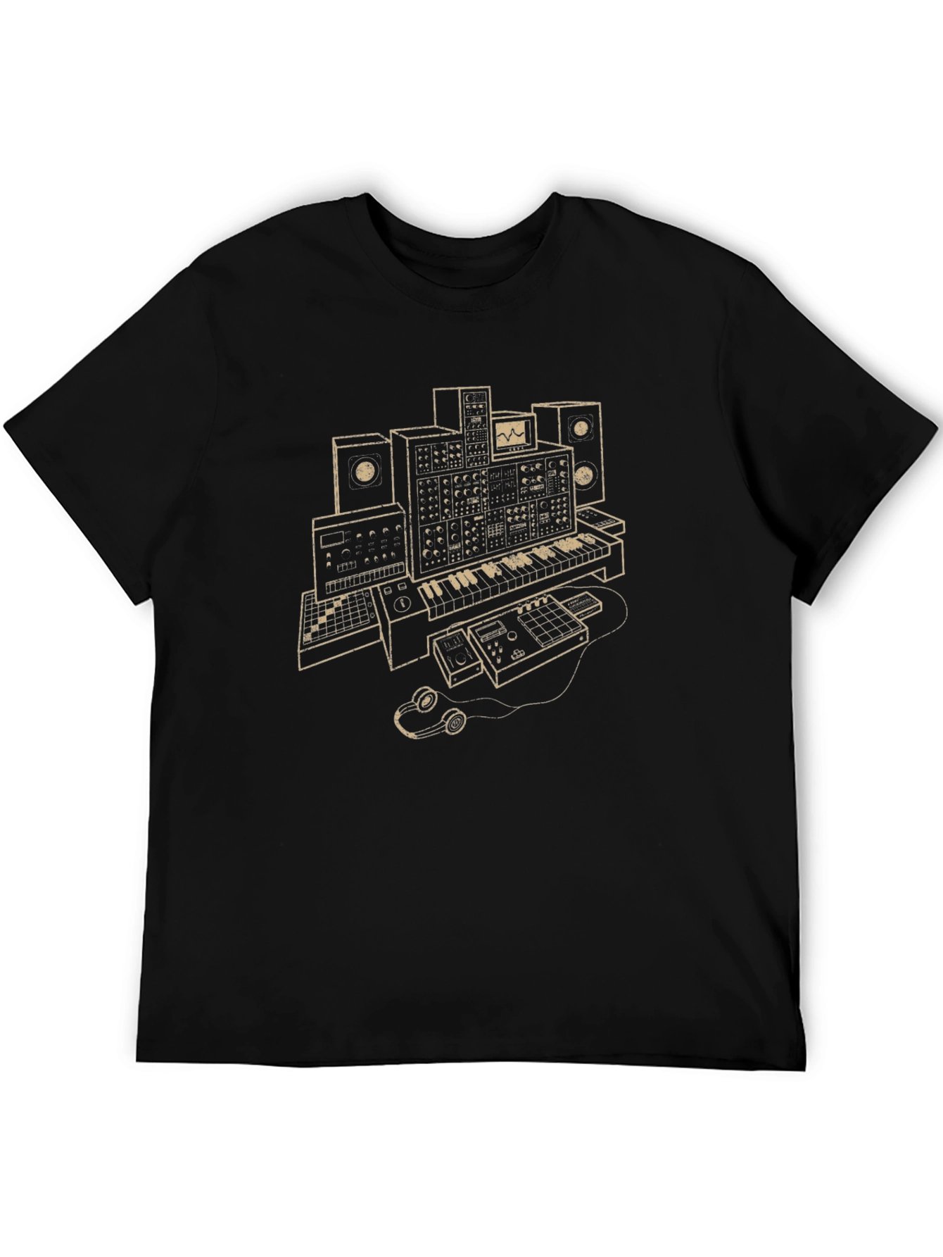 Black Synth Studio Graphic Tee - Musician's Style view 5