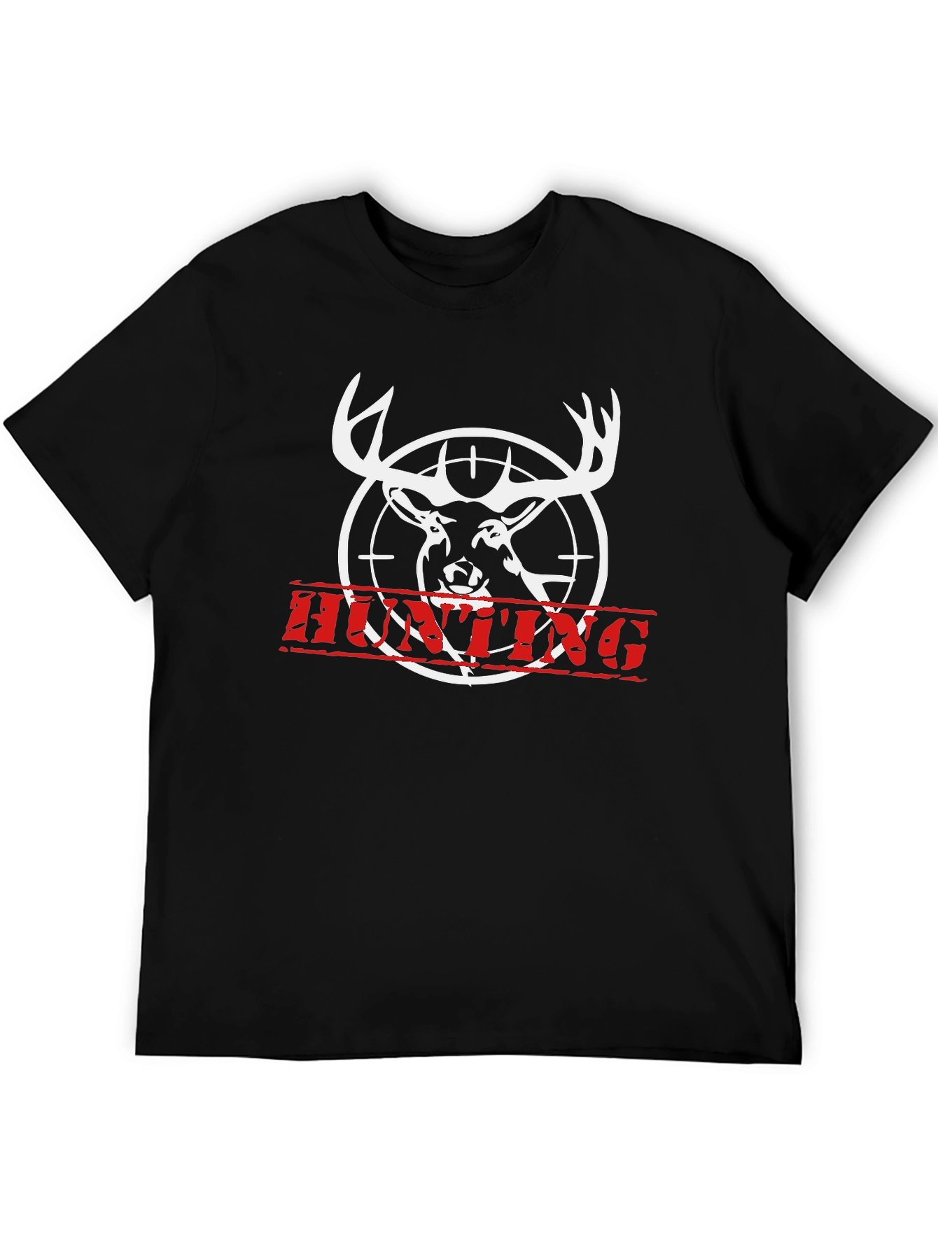 Black Hunting Deer T-Shirt - Black Cotton Tee view 5