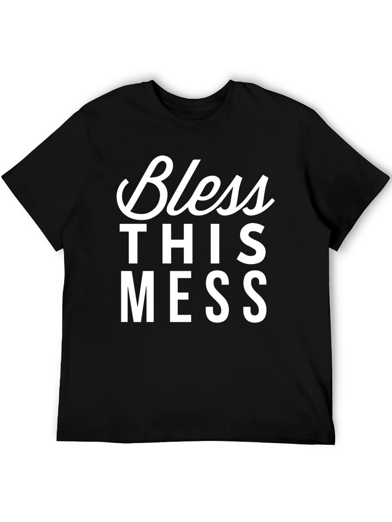 Black Bless This Mess Graphic Tee - Black Cotton Casual Shirt view 5