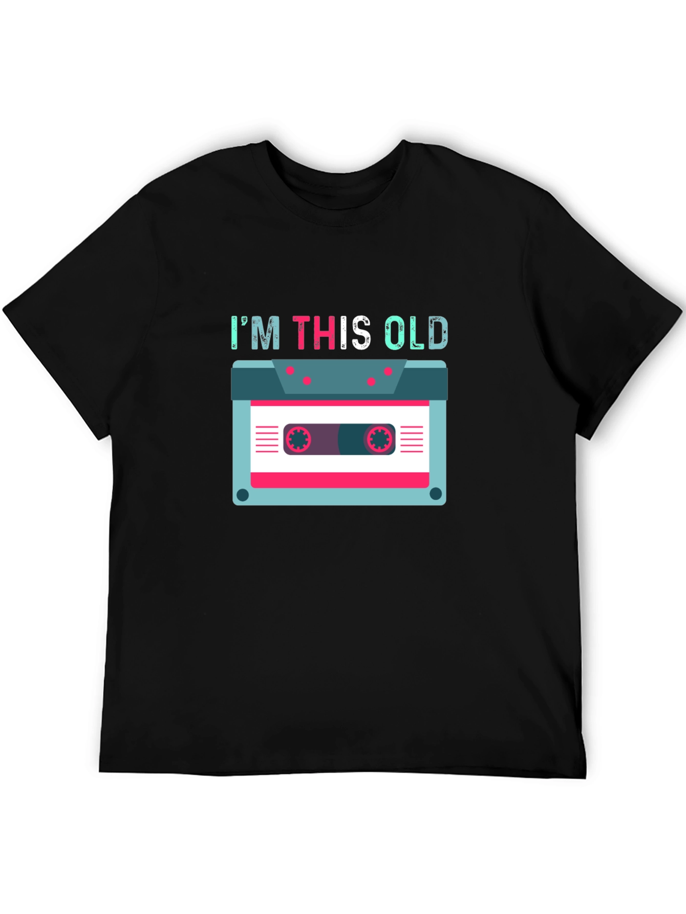 Black I'm This Old Cassette Tape T-Shirt view 5