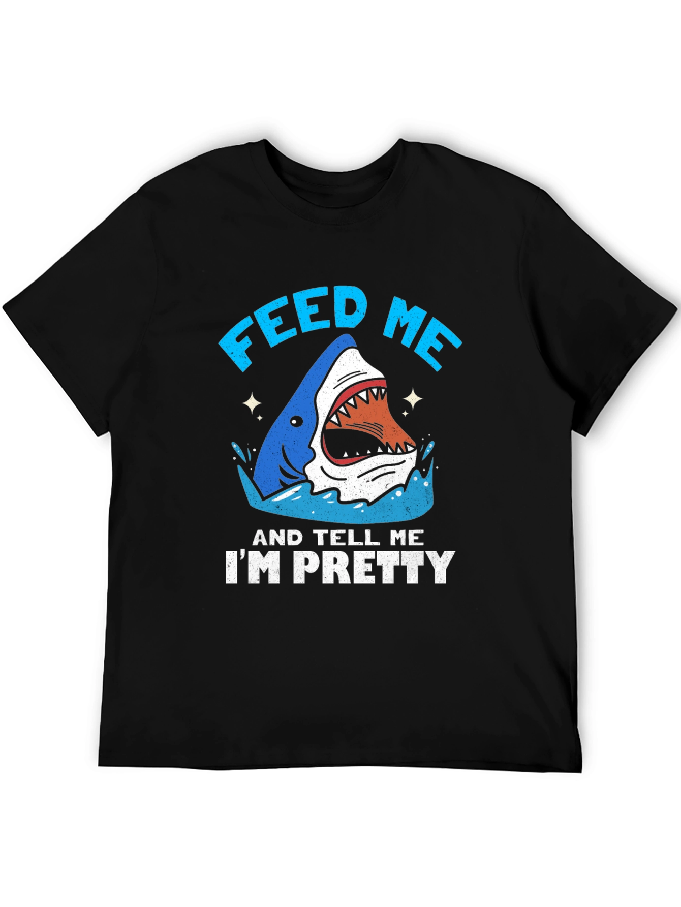Black Feed Me & Tell Me I'm Pretty Shark Graphic T-Shirt view 5